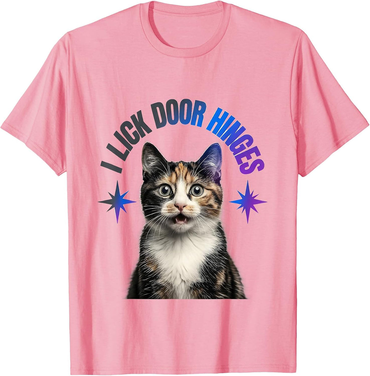 Men's I Lick Door Hinges Funny Cat Meme Bootleg Graphic Humor T-Shirt - Pink