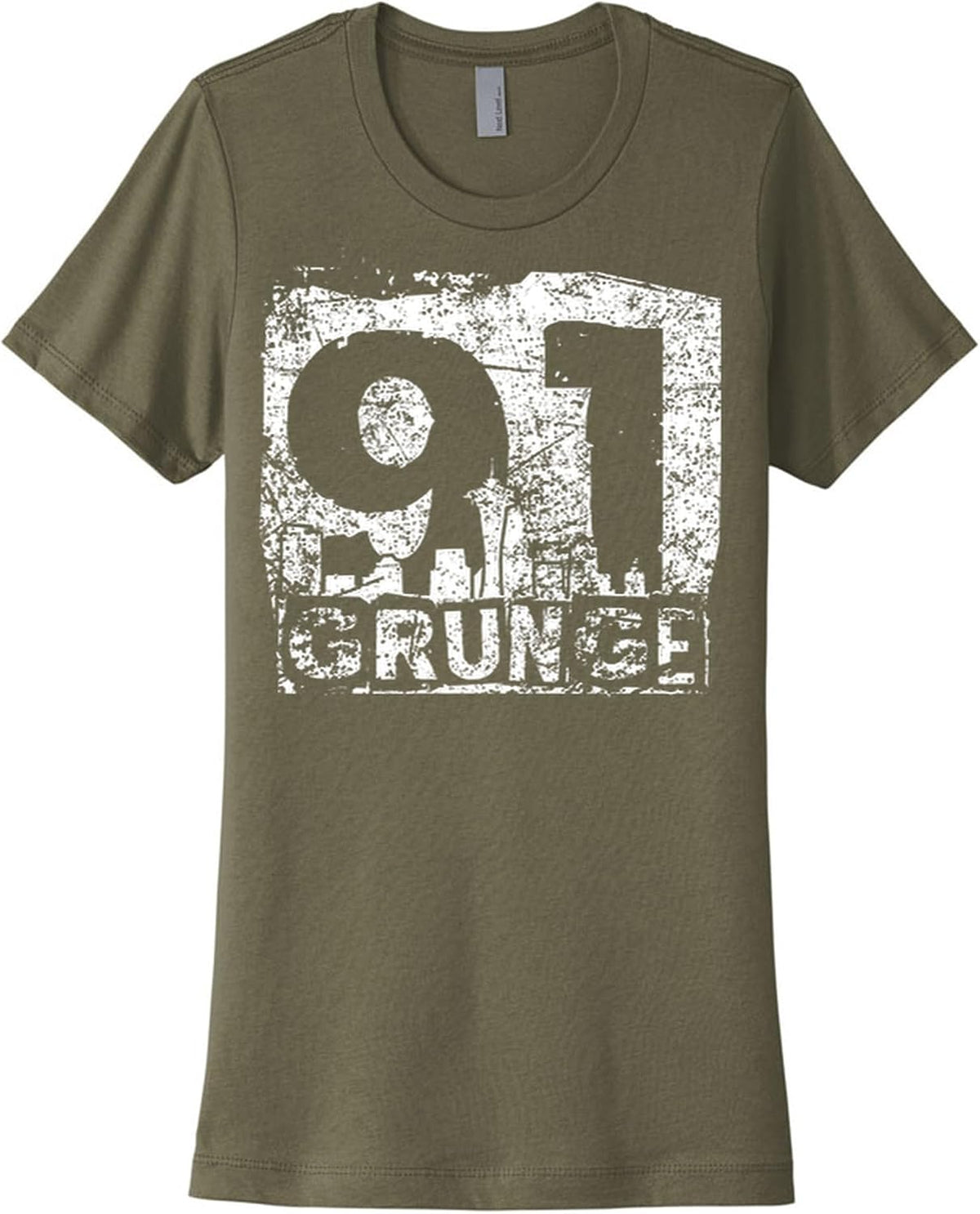 1991 Grunge Rock Fitted T-Shirt Funny 90s Music Vintage Retro Throwback Gift for Men Women - Light Olive