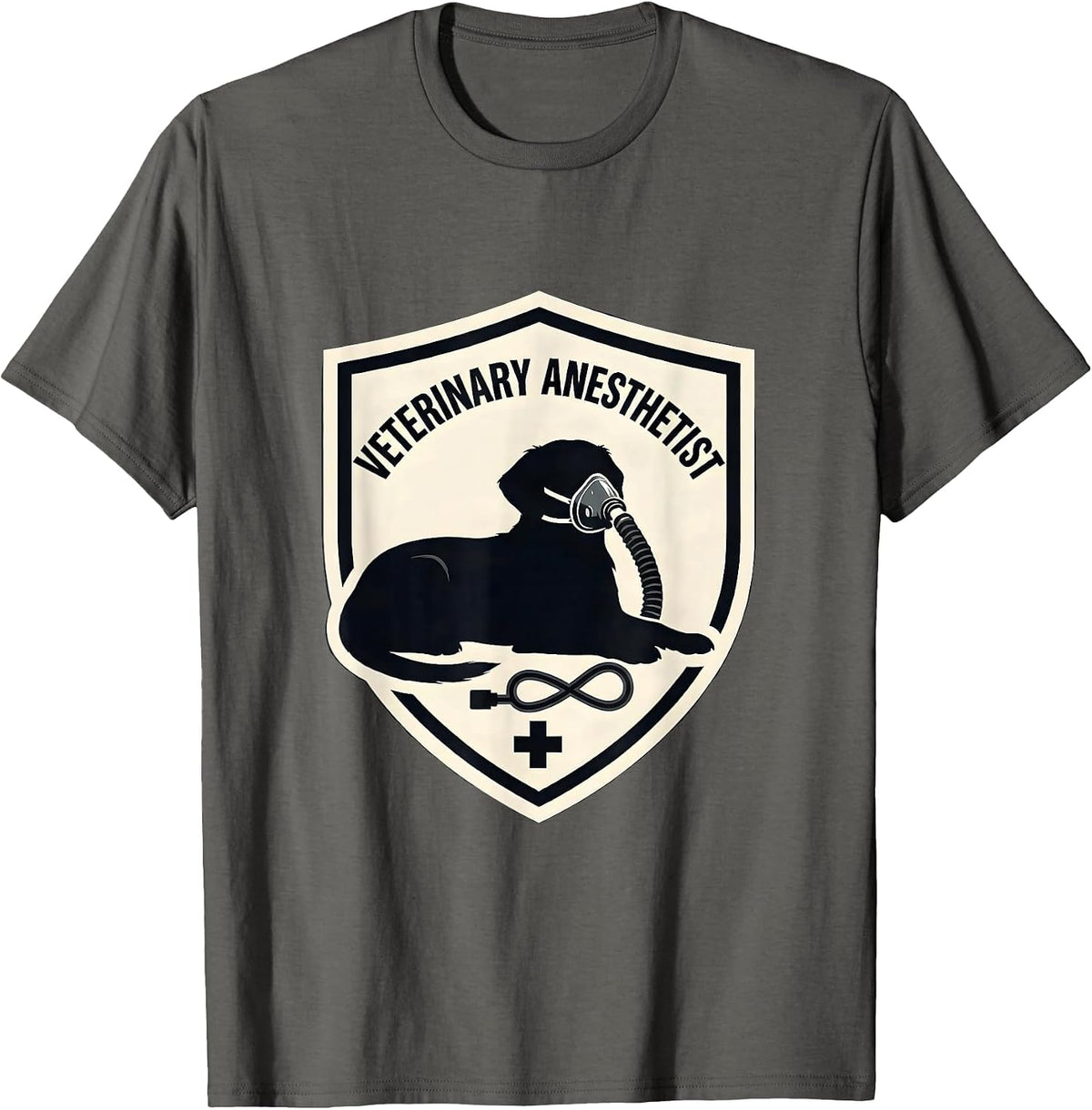 Veterinary Anesthetist Funny Vet Tech Gift Occupational T-Shirt - Asphalt Grey