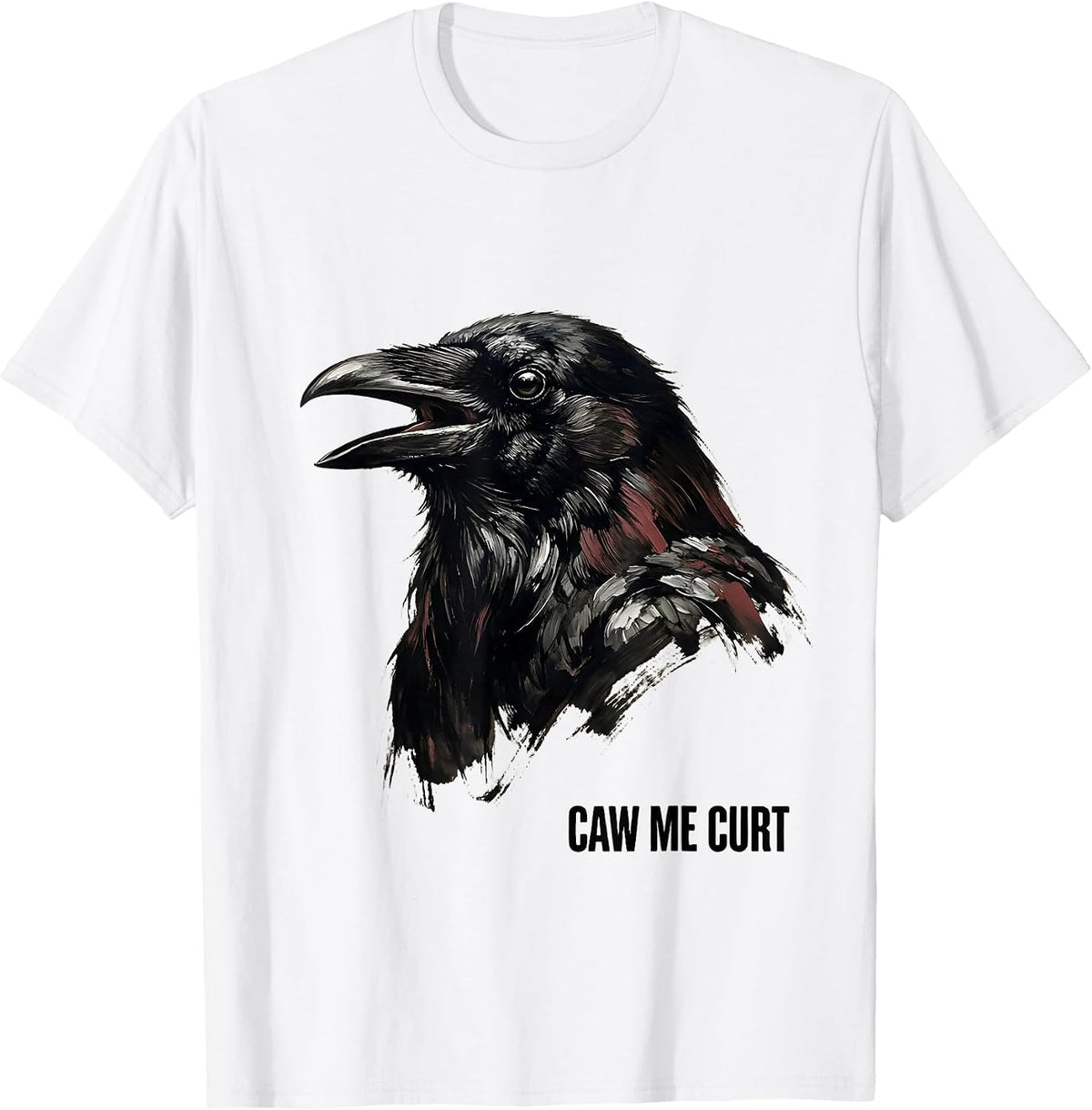 Men's Caw Me Curt Gothic Crow Raven Bird-Pun Humor T-Shirt - White