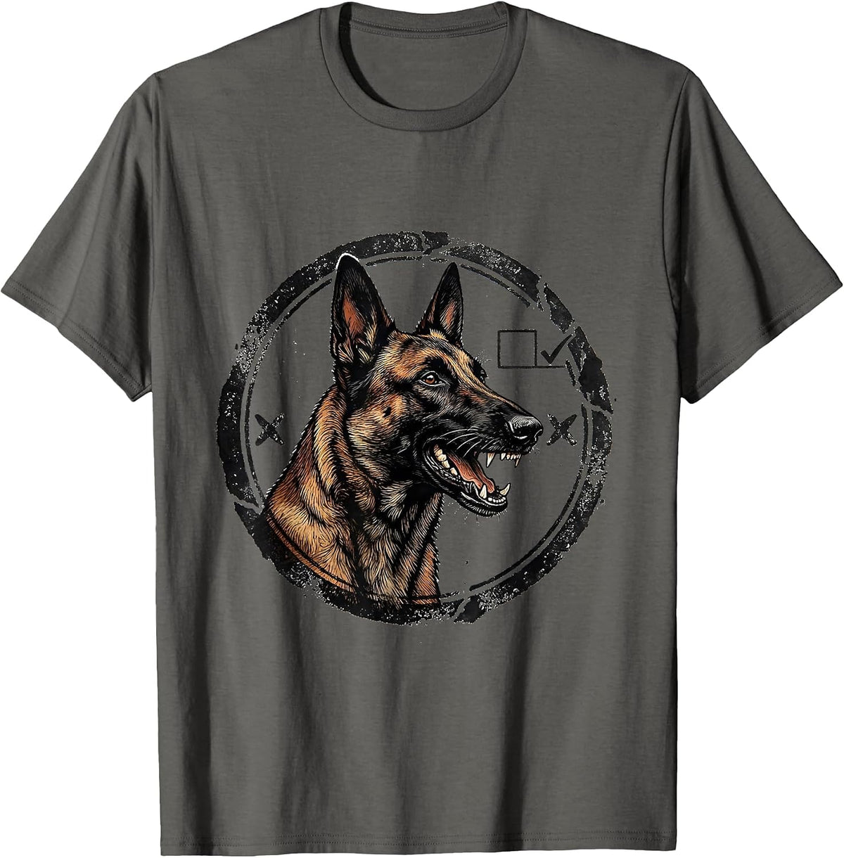 Men's Belgian Malinois Stamp Dog Owner Breed Pride T-Shirt - Asphalt Grey