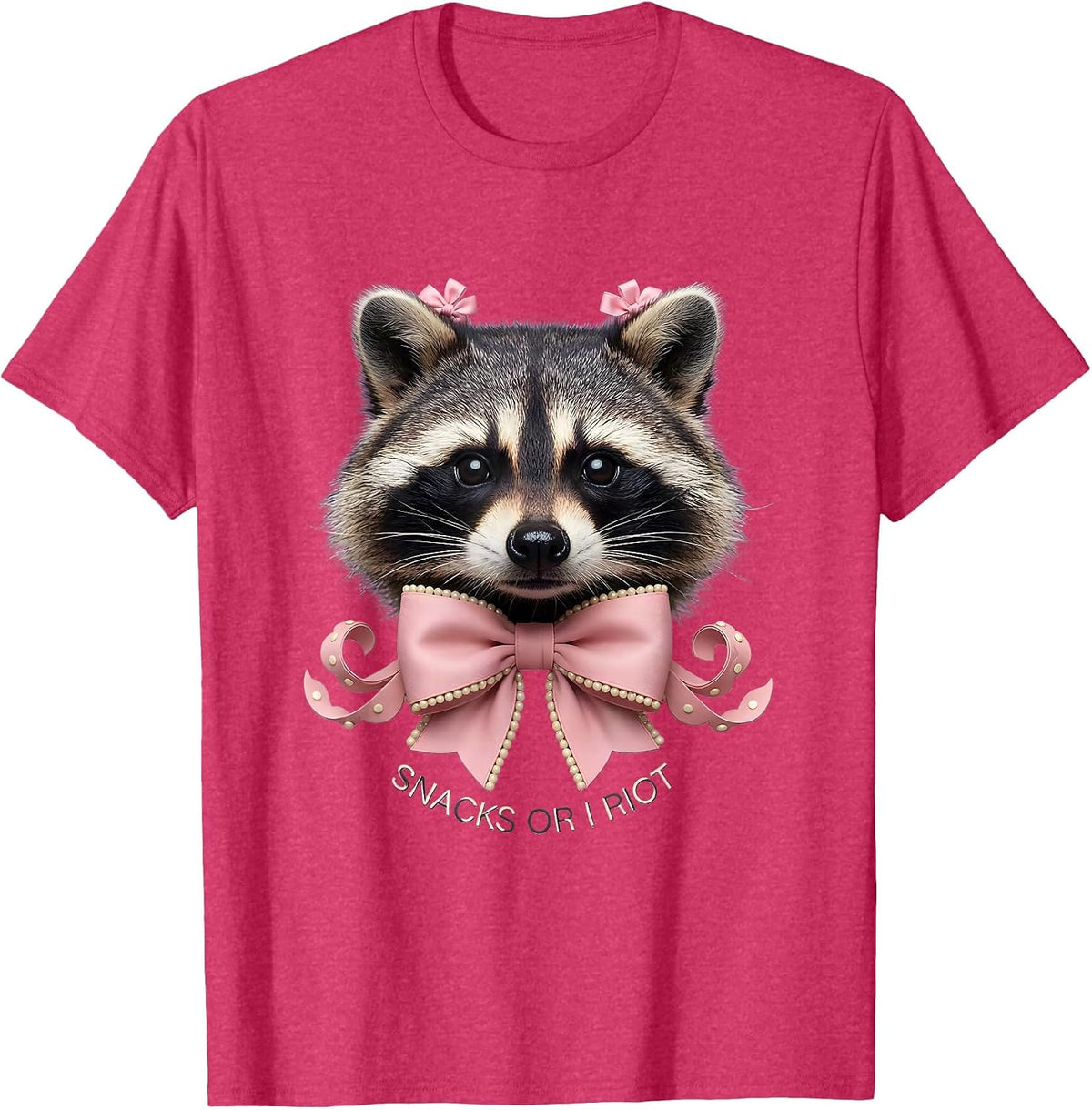 Men's Snacks Raccoon Snacks Or I Riot Design T-Shirt - Red Heather