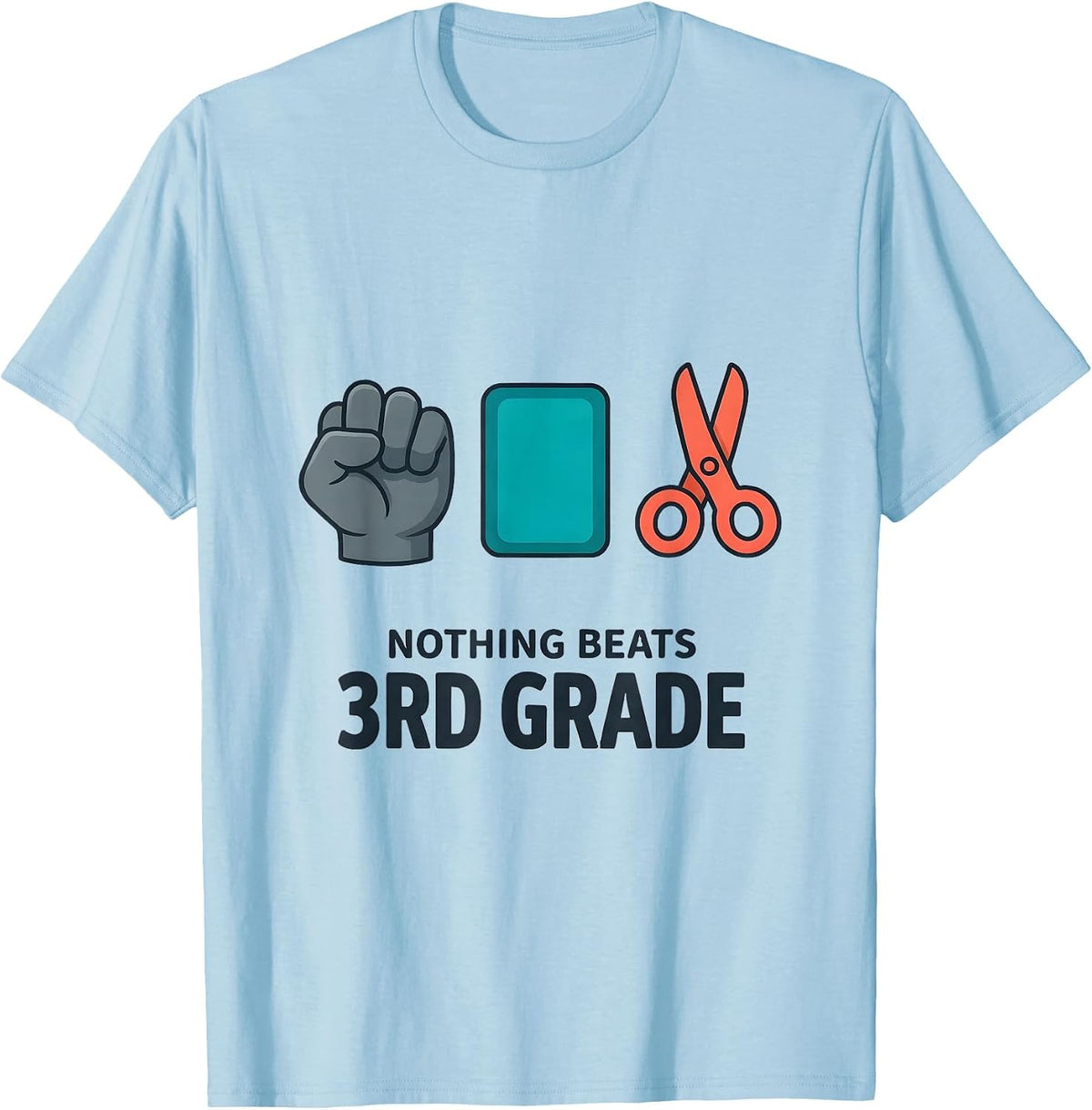 Men's Nothing Beats 3rd Grade Back to School Rock Paper Scissors T-Shirt - Baby Blue