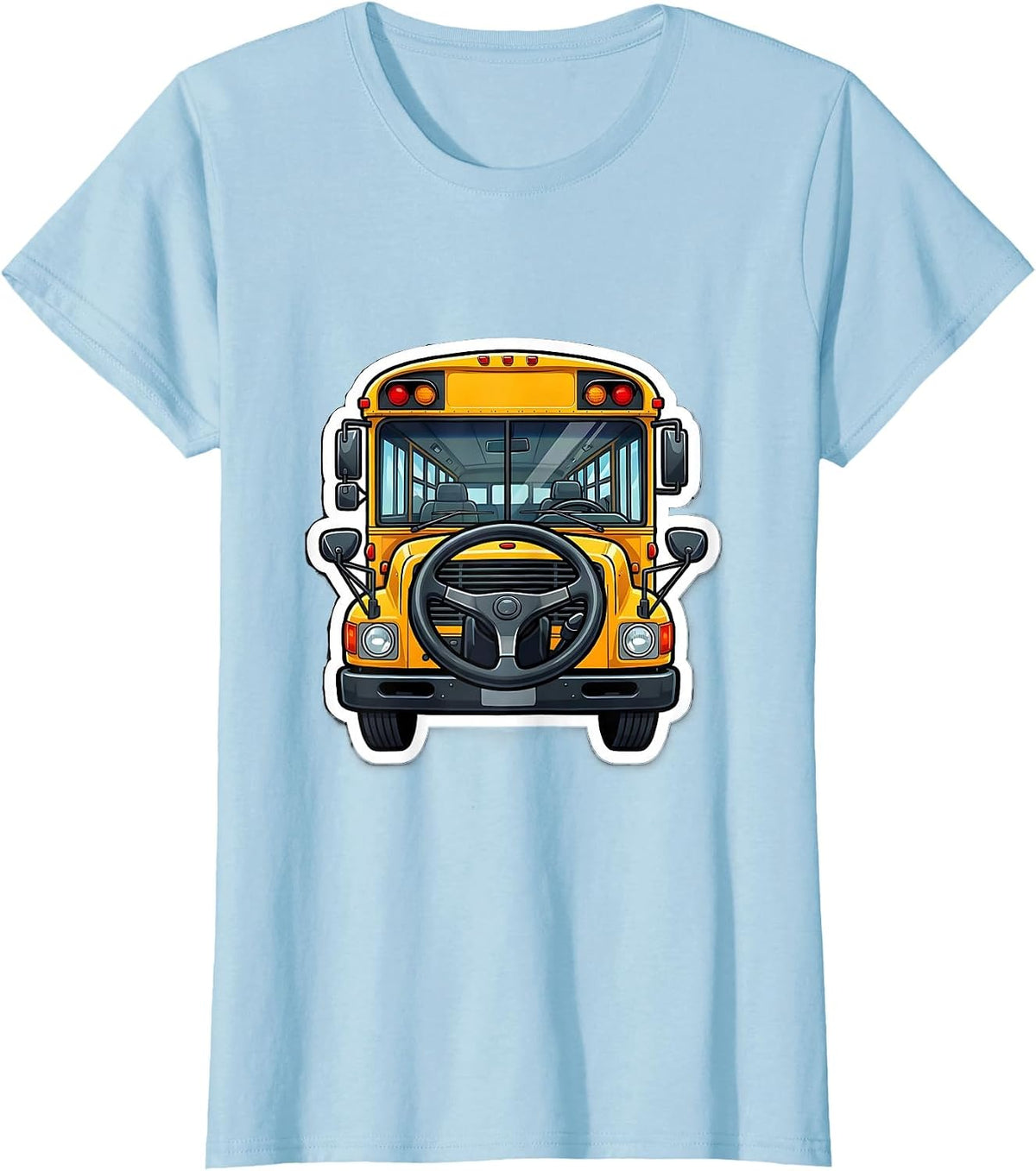 Women's School Bus Dashboard Sticker Funny Driver Humor T-Shirt - Baby Blue