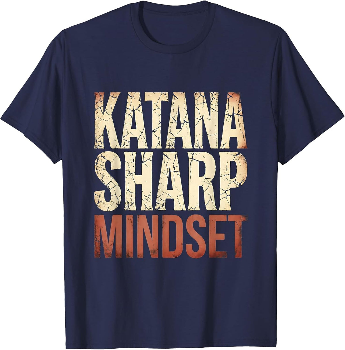 Katana Sharp Mindset Japanese Warrior Design T-Shirt - Navy Blue