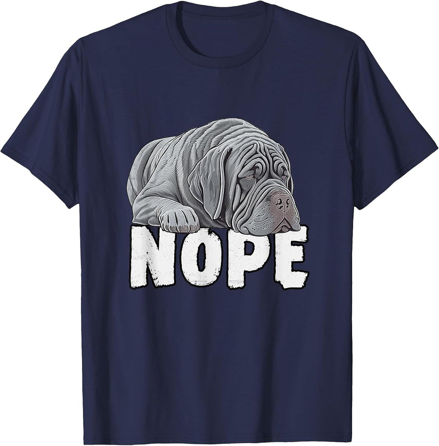 Neapolitan Mastiff Nope Funny Lazy Pet Dog Cute T-Shirt - Navy Blue
