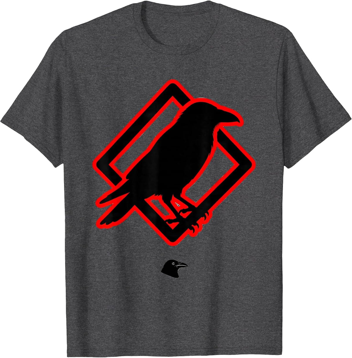Raven Diamond Gothic Crow Humor T-Shirt - Dark Heather Grey
