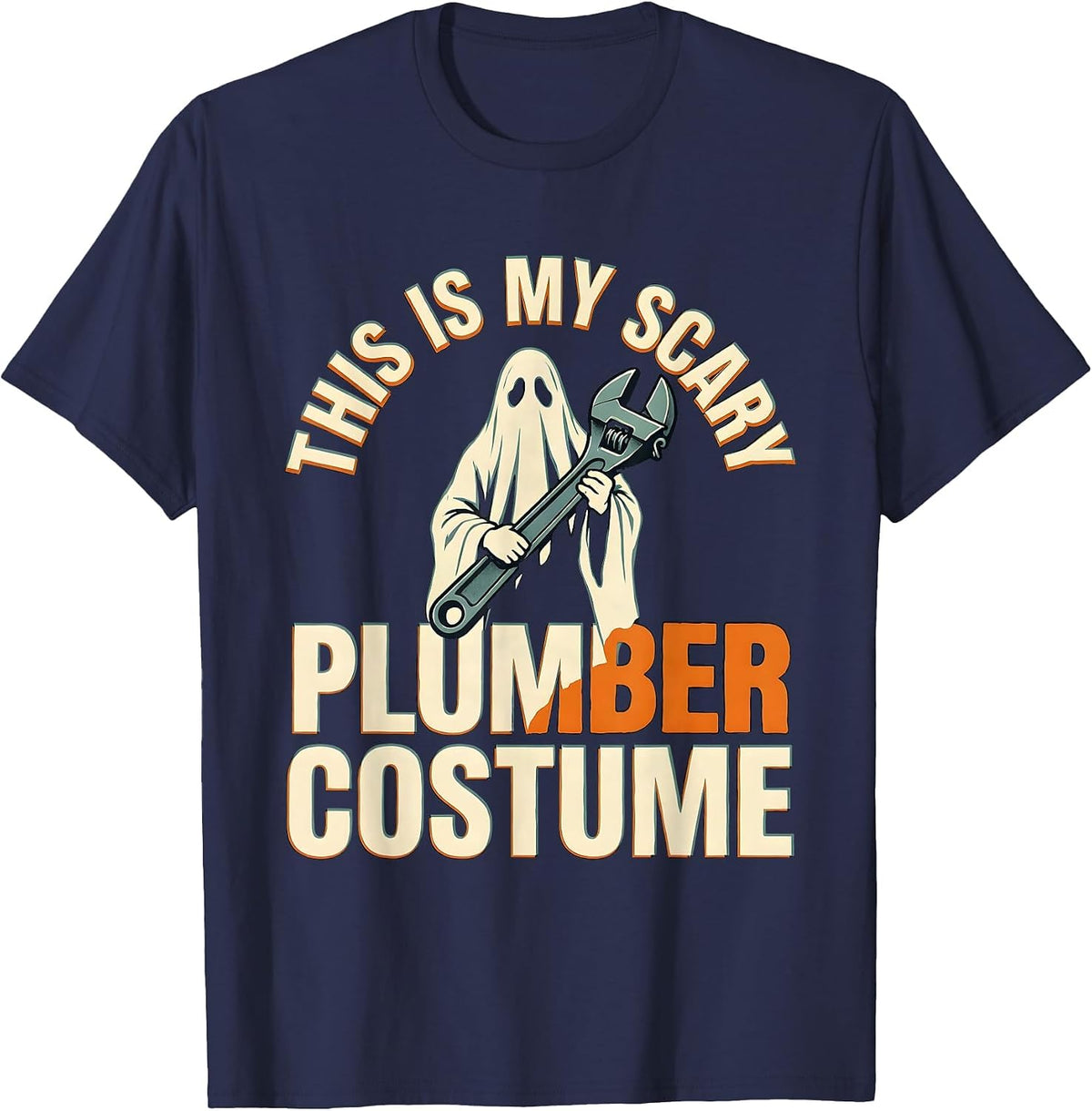 Men's This Is My Scary Plumber Costume Funny Halloween Occupation T-Shirt - Navy Blue