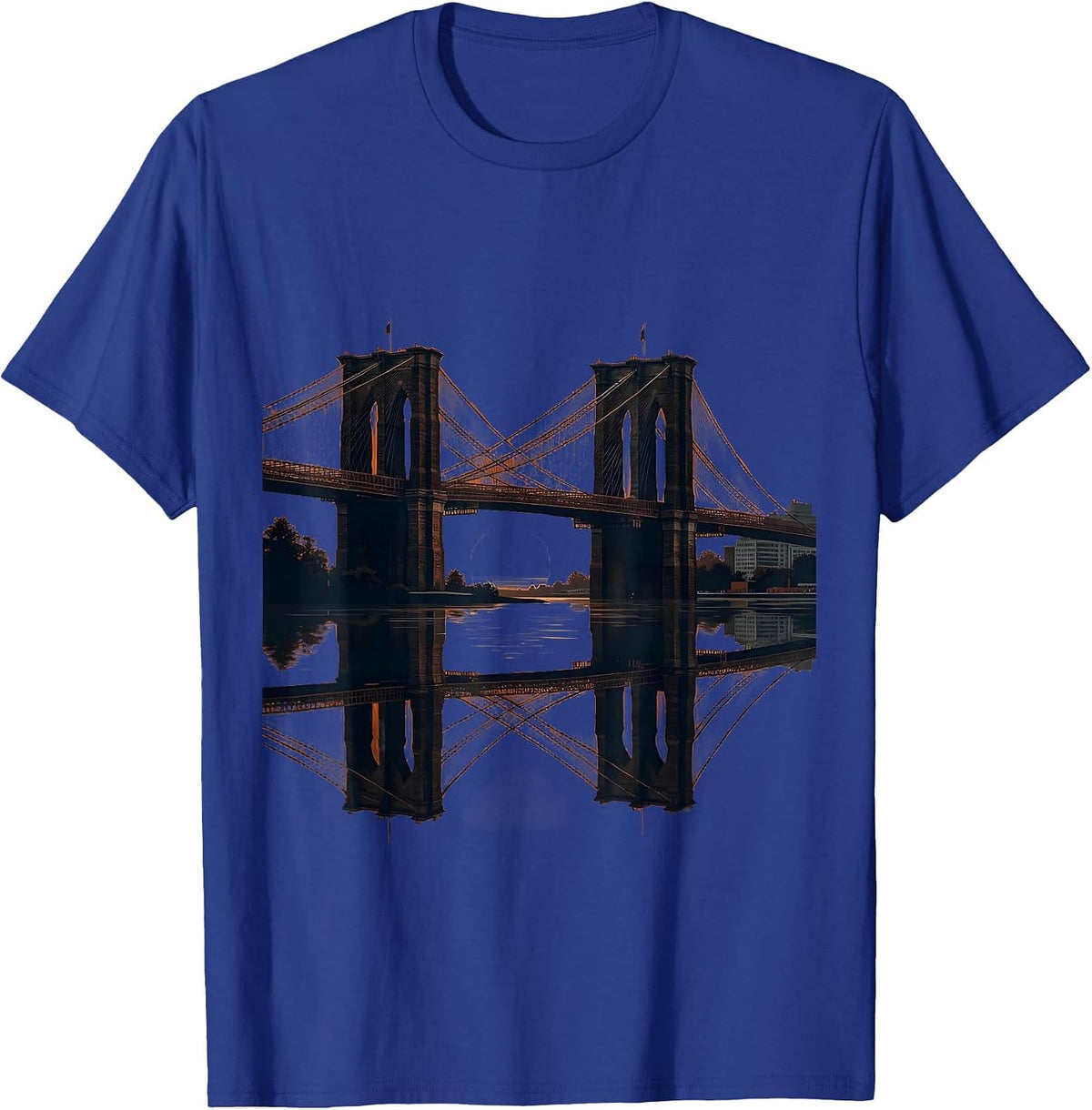 Brooklyn Bridge Sunset Silhouette East Coast T-Shirt - Royal Blue