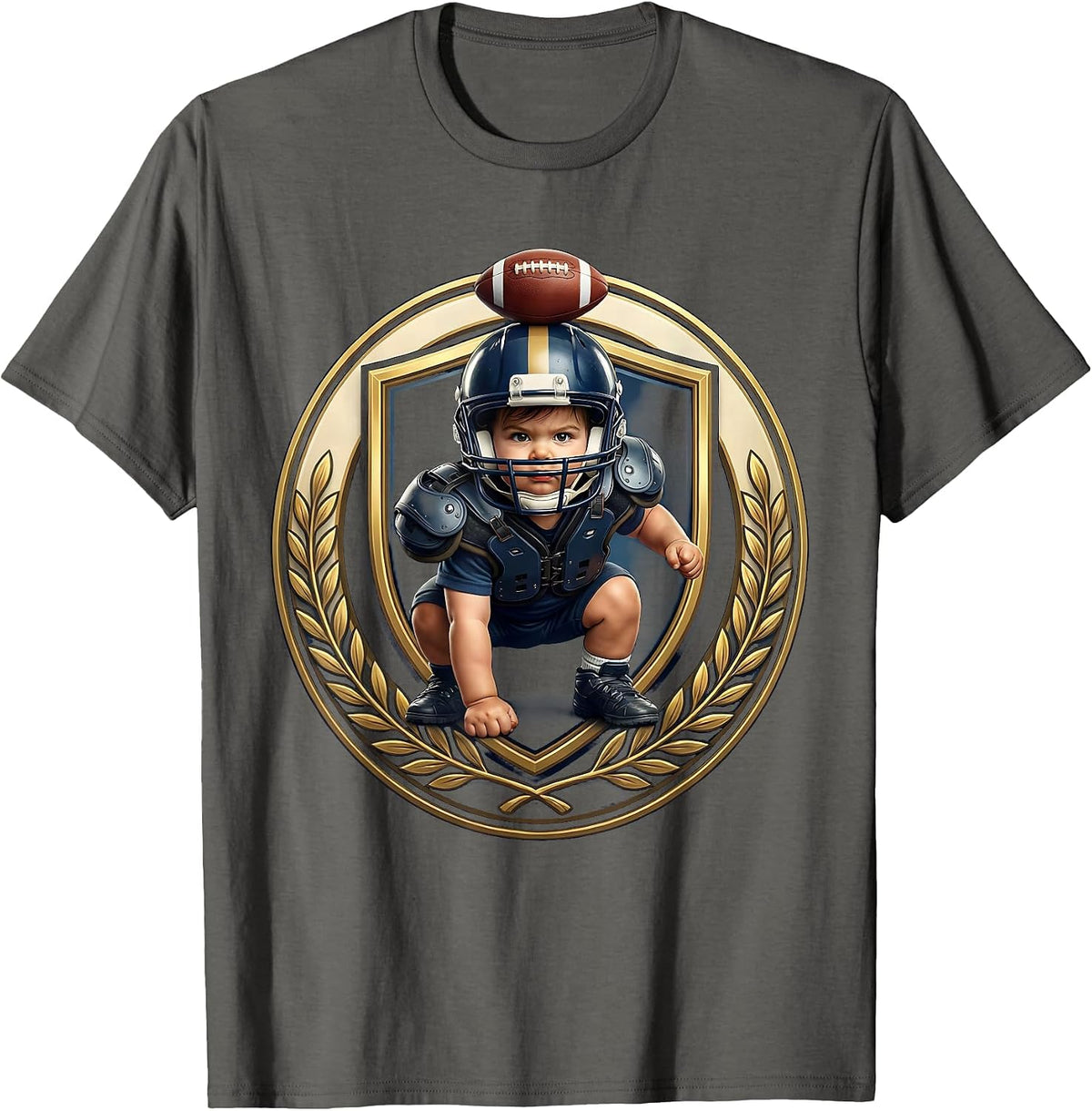 Toddler Lineman Three-Point Stance Football T-Shirt - Asphalt Grey