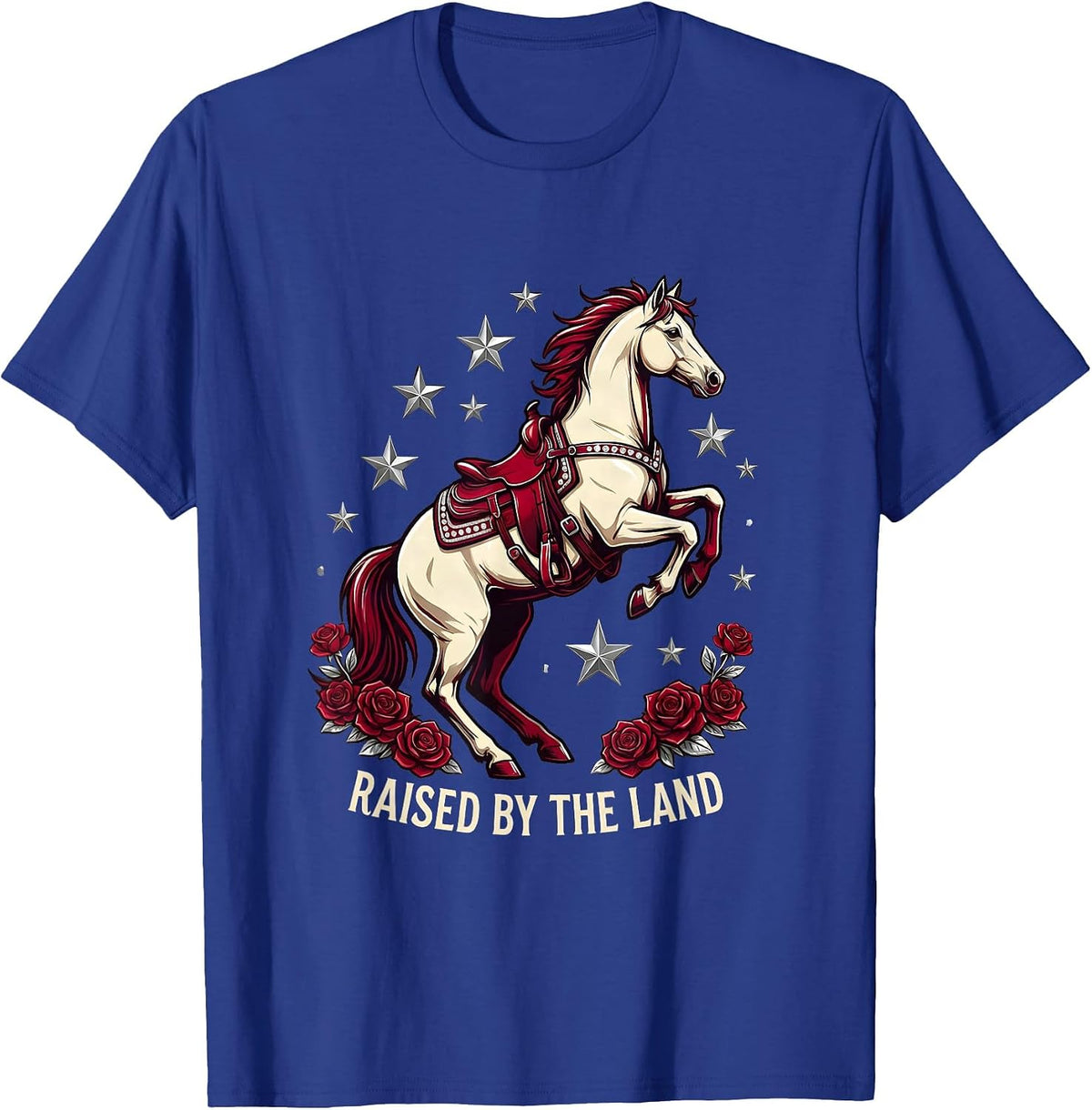 Raised by the Land Rustic Country Pride Design T-Shirt - Royal Blue