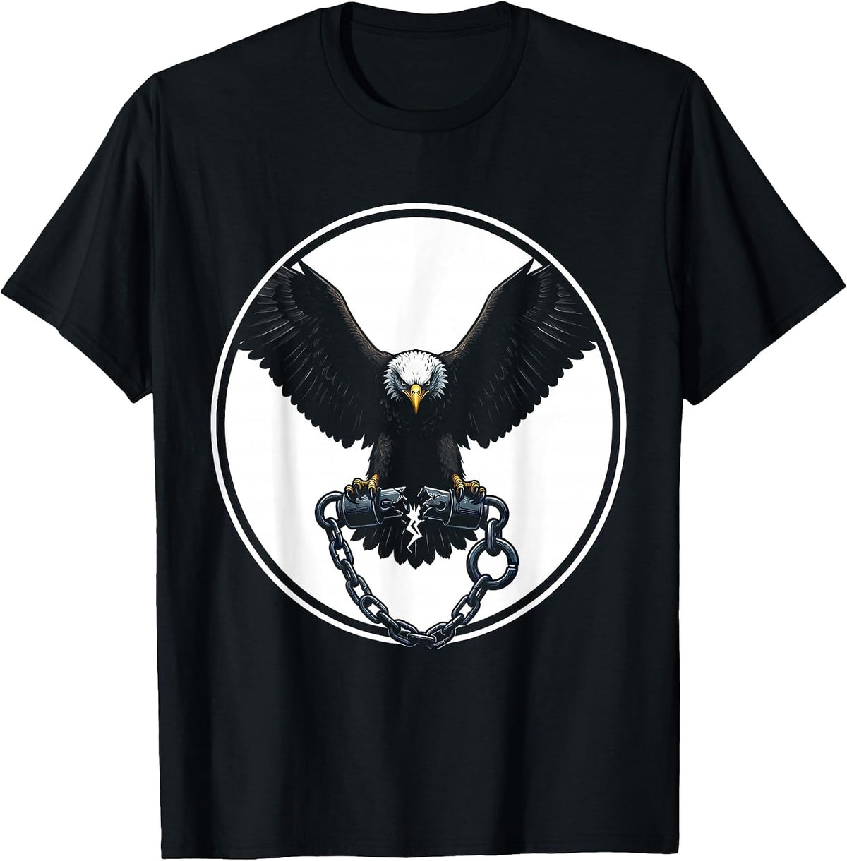 Men's Bald Eagle Broken Shackle Freedom Graphic T-Shirt - Black