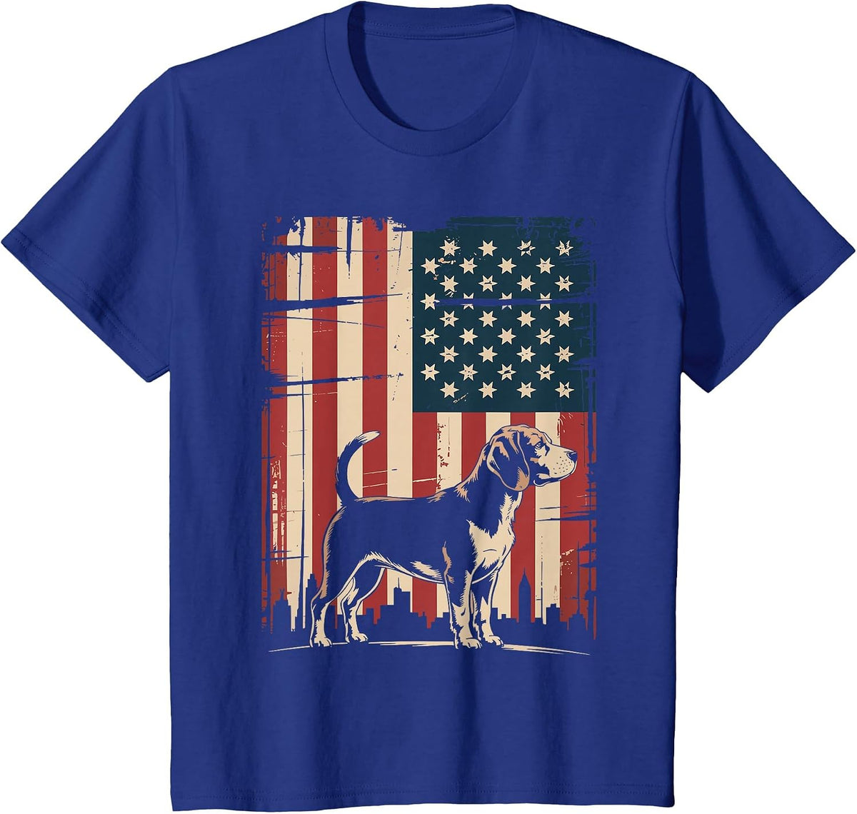 Beagle 4th of July American Flag Patriotic USA Flag T-Shirt - Royal Blue
