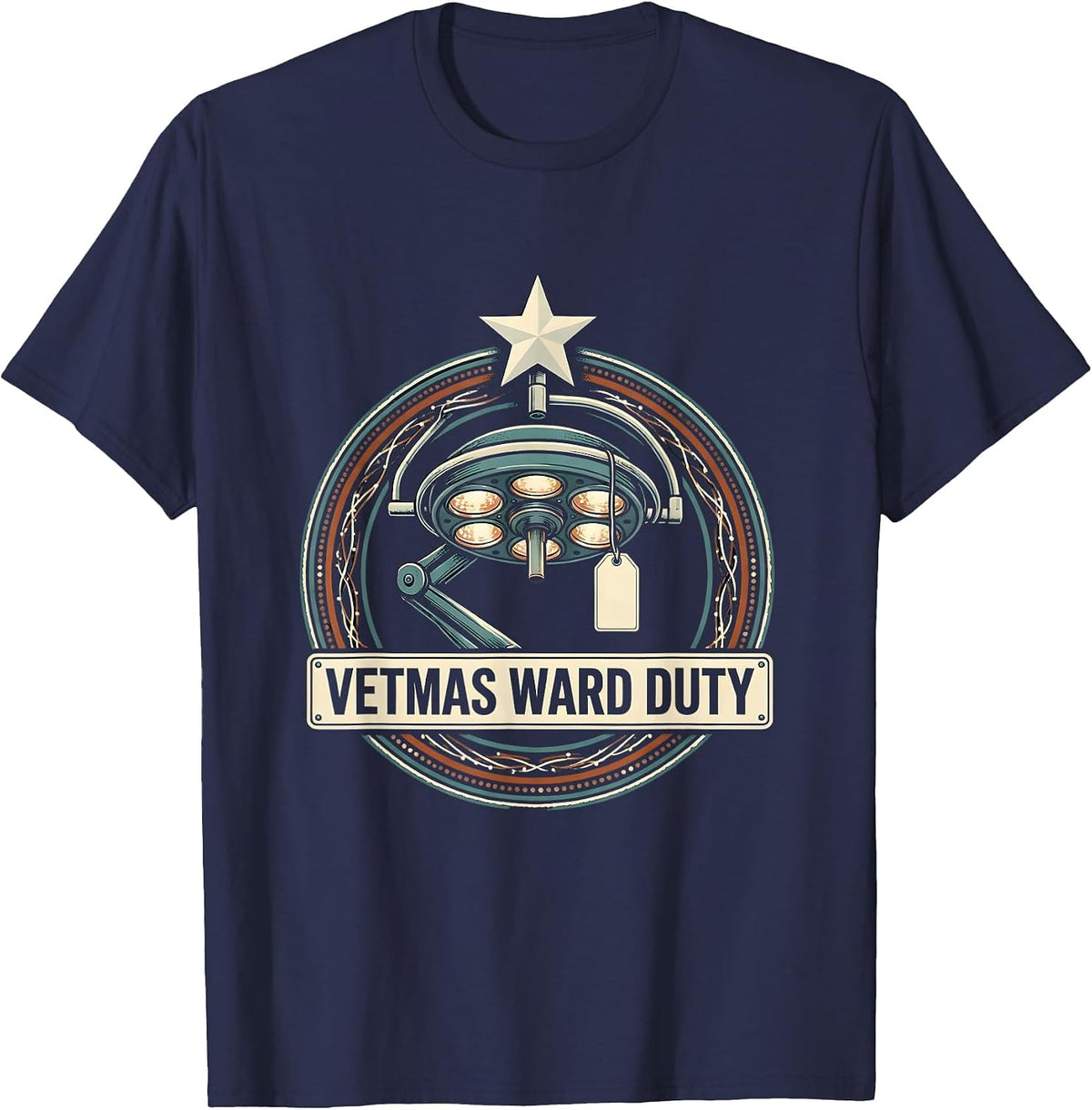 Vetmas Ward Duty Funny Veterinarian Christmas Vet Tech Gift T-Shirt - Navy Blue