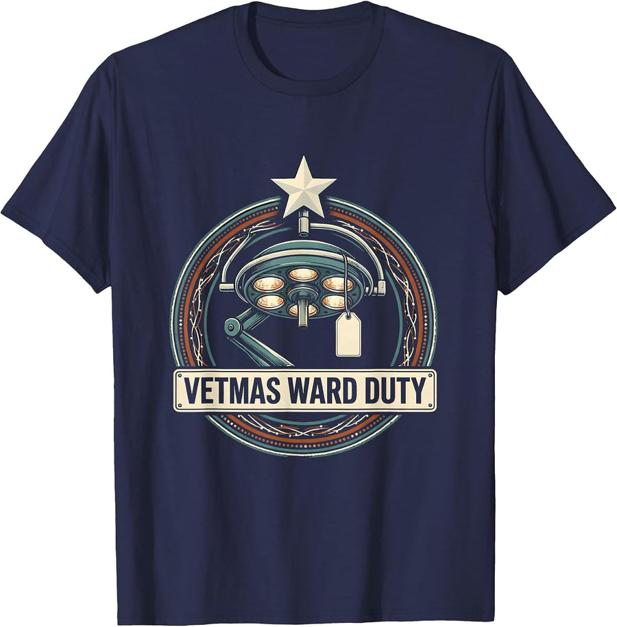 Vetmas Ward Duty Funny Veterinarian Christmas Vet Tech Gift T-Shirt - Navy Blue
