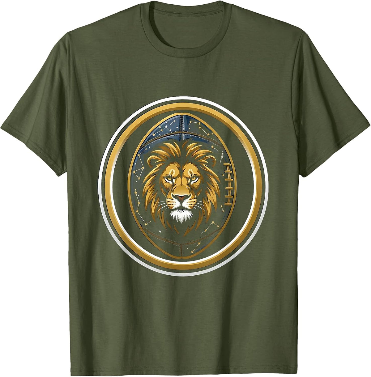 Football Constellation Star Map Graphic T-Shirt - Olive Green