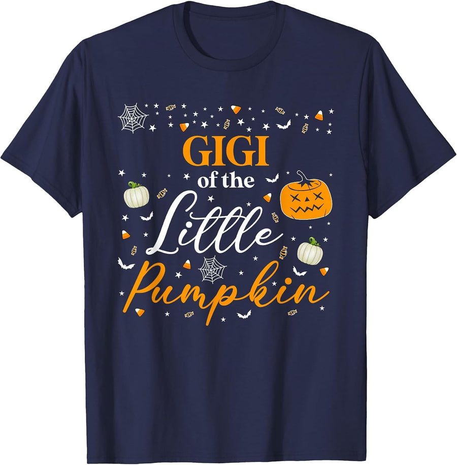 Gigi of The Little Pumpkin Family Matching Halloween T-Shirt - Navy Blue