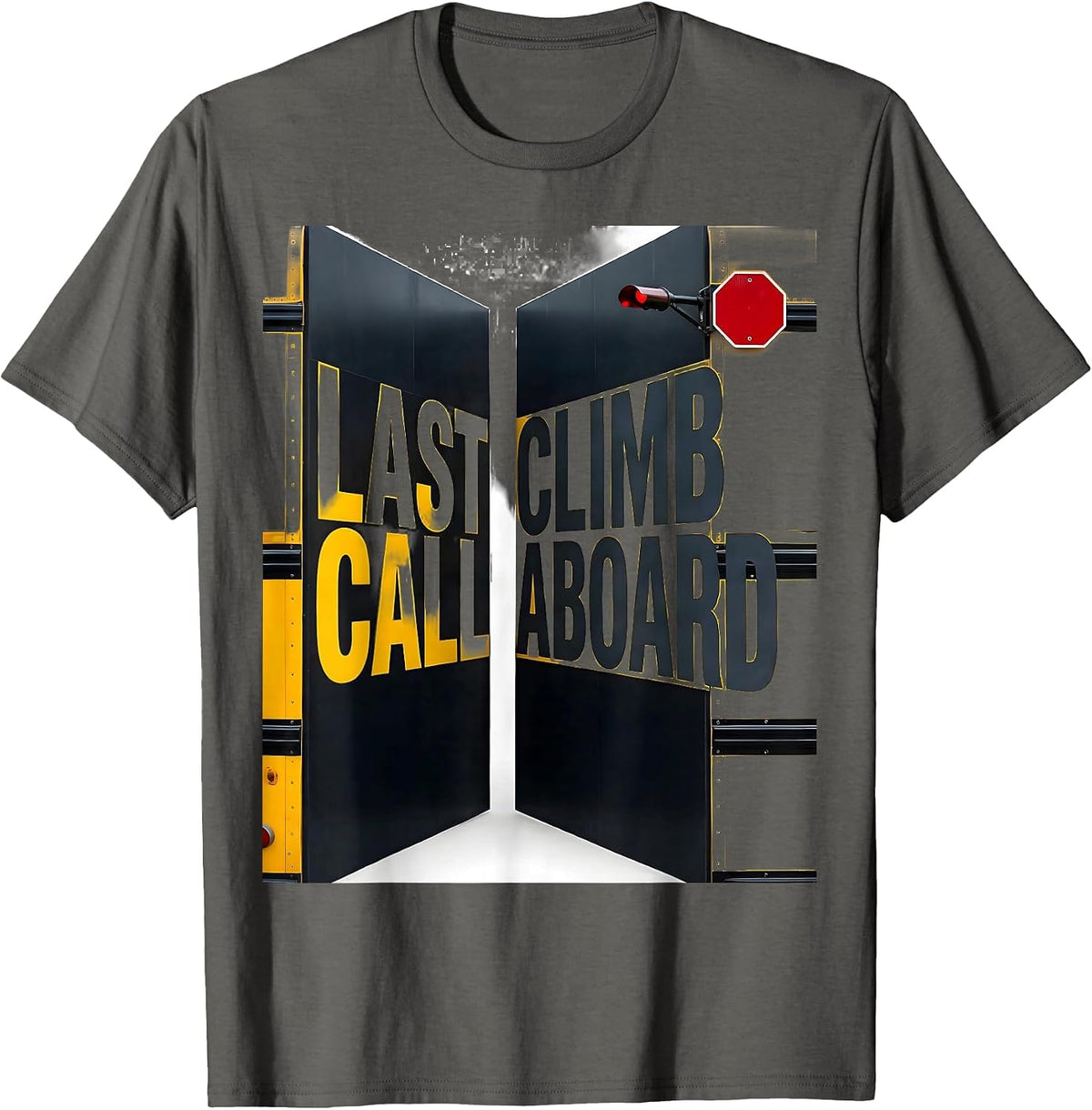 Last Call Climb Aboard Funny School Bus Driver Toddler T-Shirt - Asphalt Grey