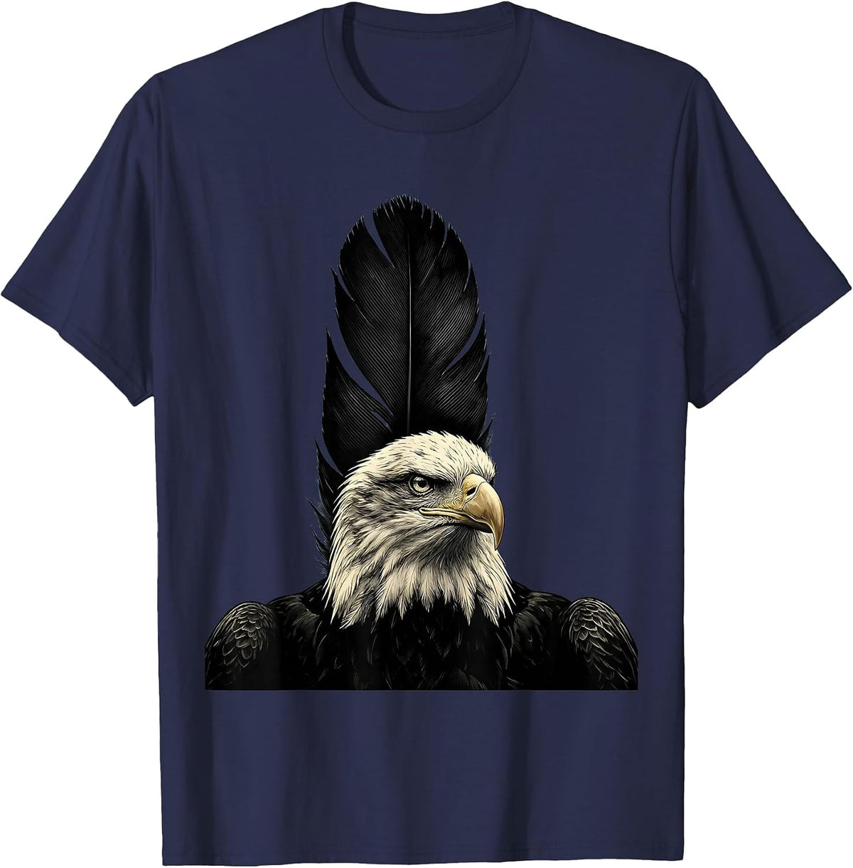 Men's Bald Eagle Minimalist Christian Faith Eagle Lover Gift T-Shirt - Navy Blue