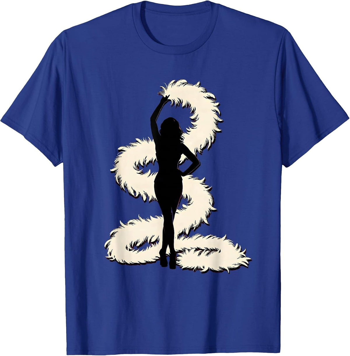 Feather Boa Coiled Snake Showgirl Graphic T-Shirt - Royal Blue