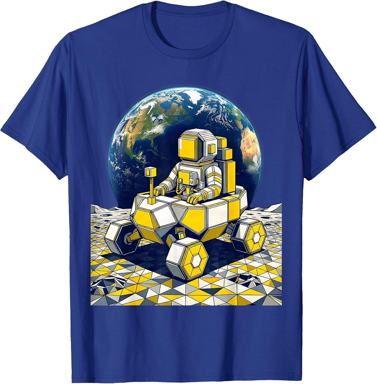 Astronaut Moon Rover Space Exploration Graphic T-Shirt - Royal Blue