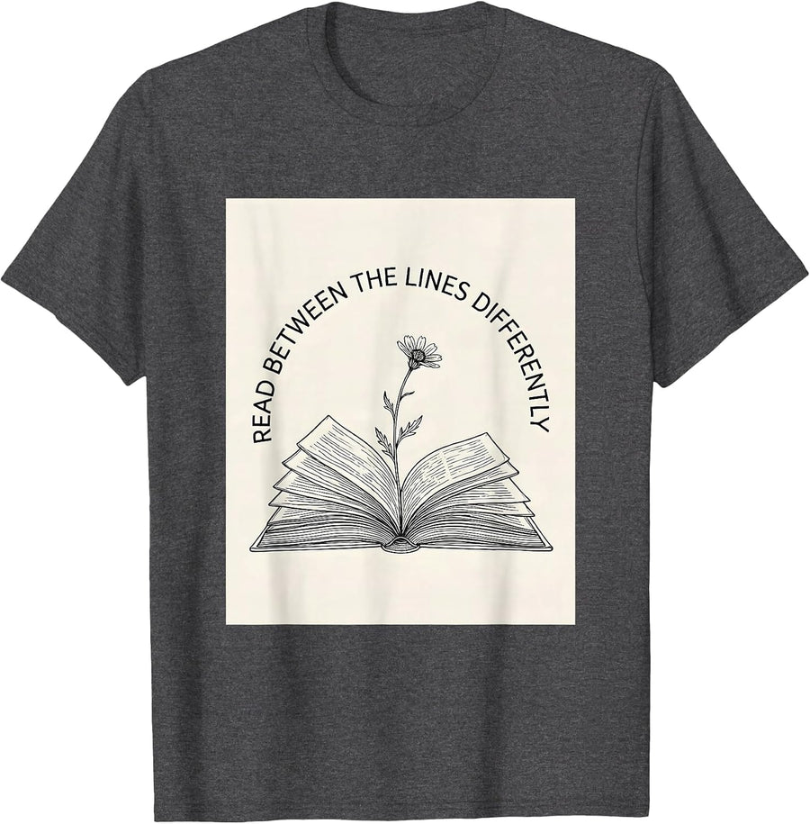 Men's Read Between The Lines Differently Dyslexia Awareness T-Shirt - Dark Heather Grey