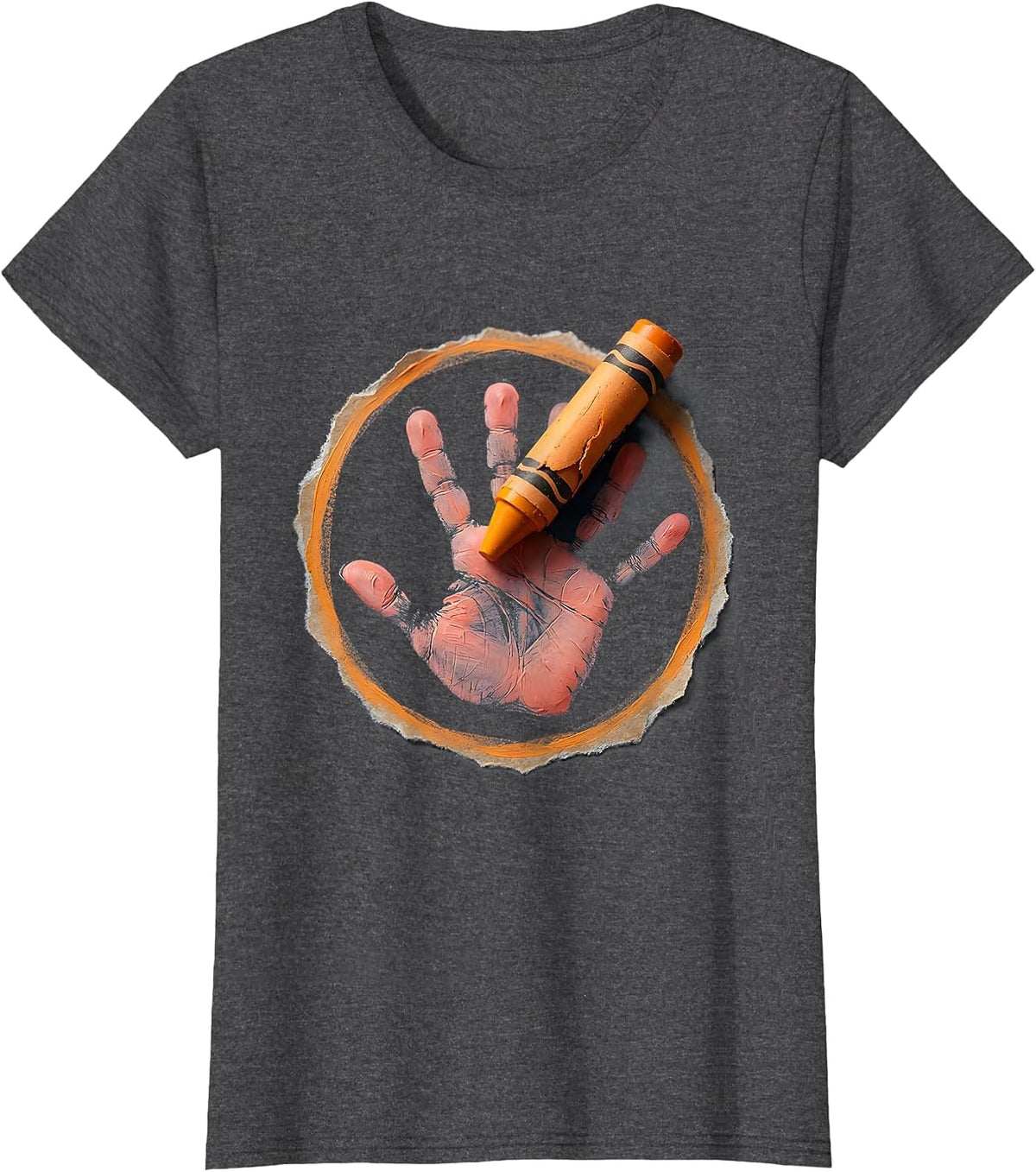 Women's Broken Crayons Still Color Handprint Art T-Shirt - Dark Heather Grey