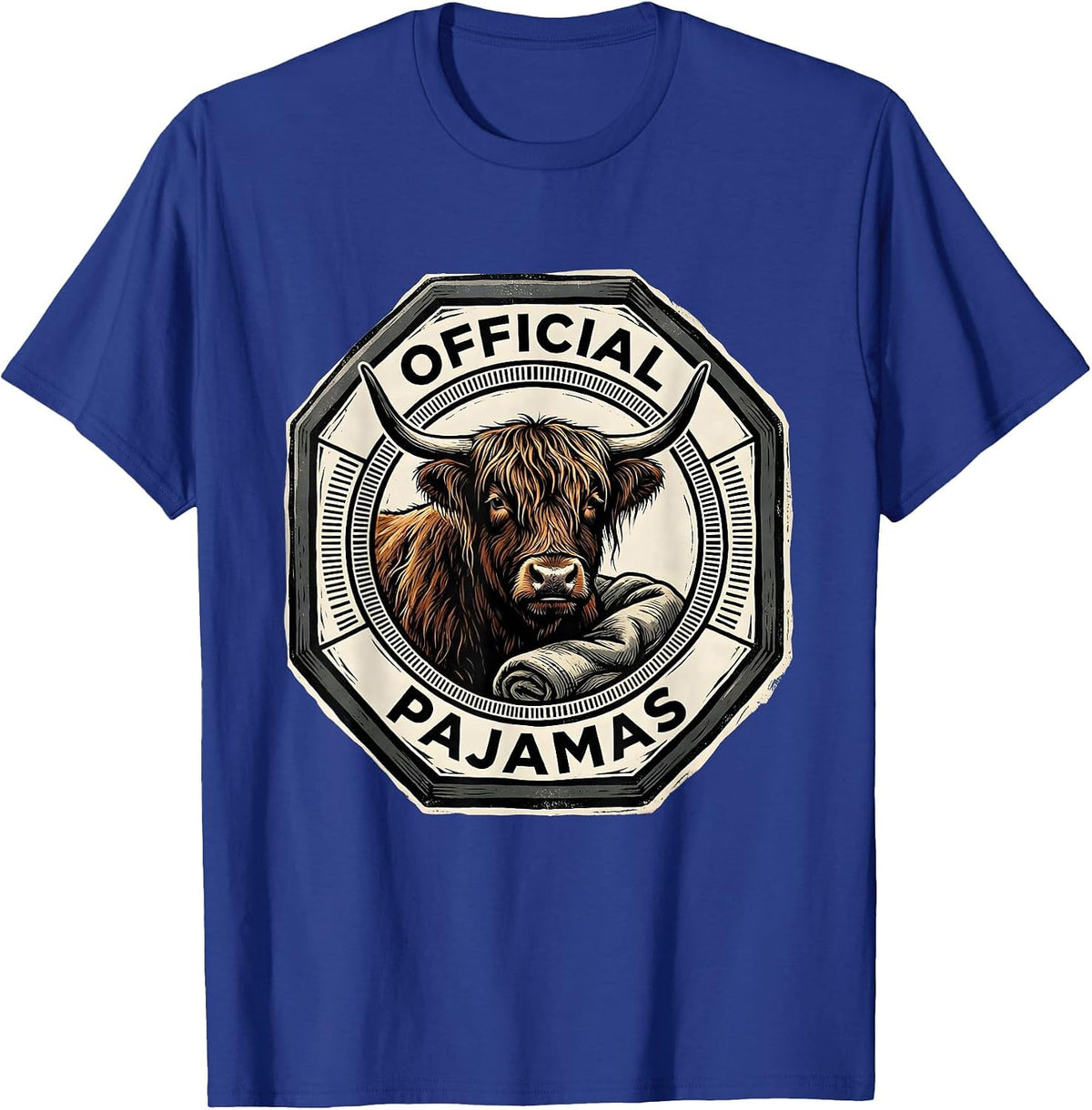 Official Pajamas Funny Highland Cow Sleepwear Gift T-Shirt - Royal Blue