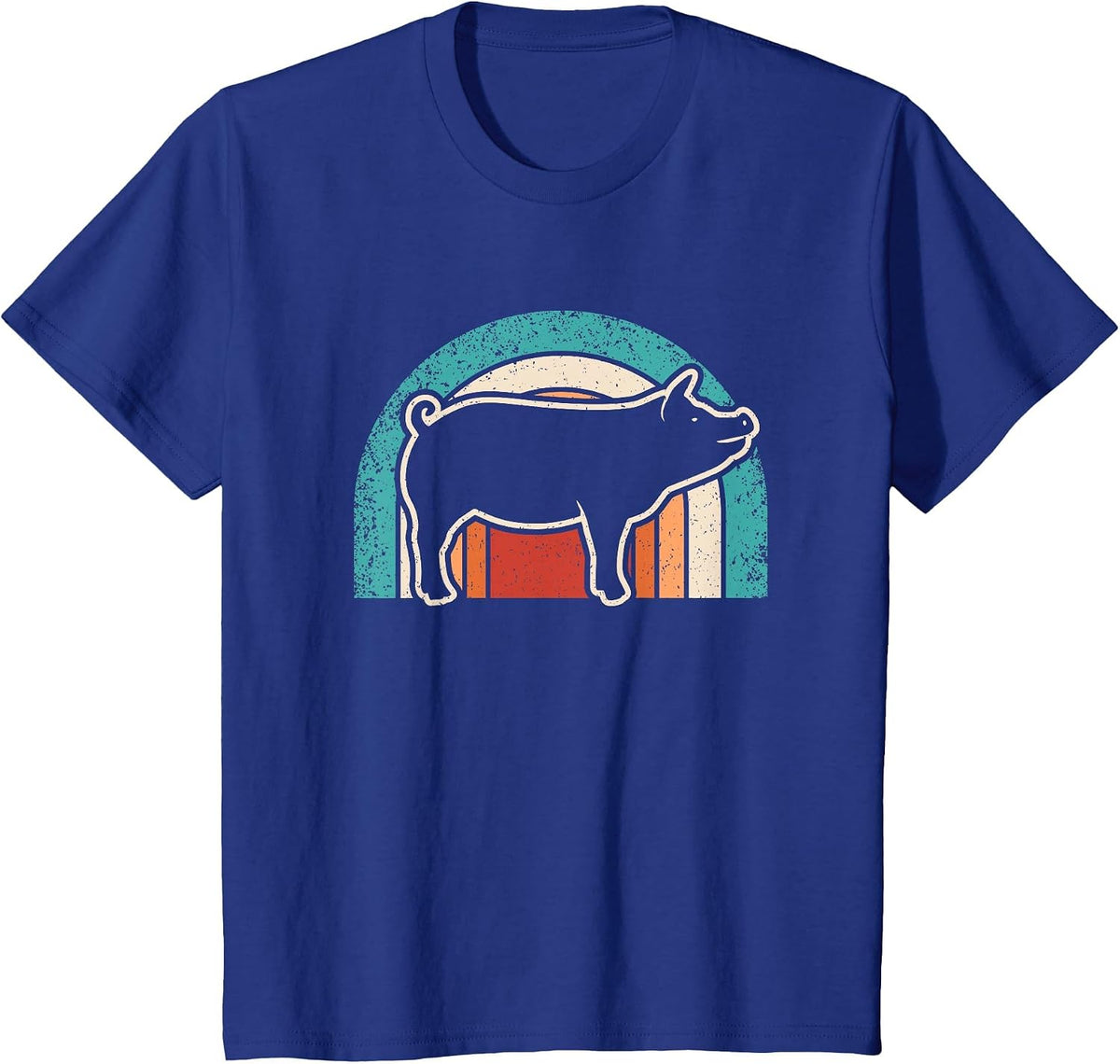 Retro Pig Lover Farmer Farming Men Women Kids T-Shirt - Royal Blue