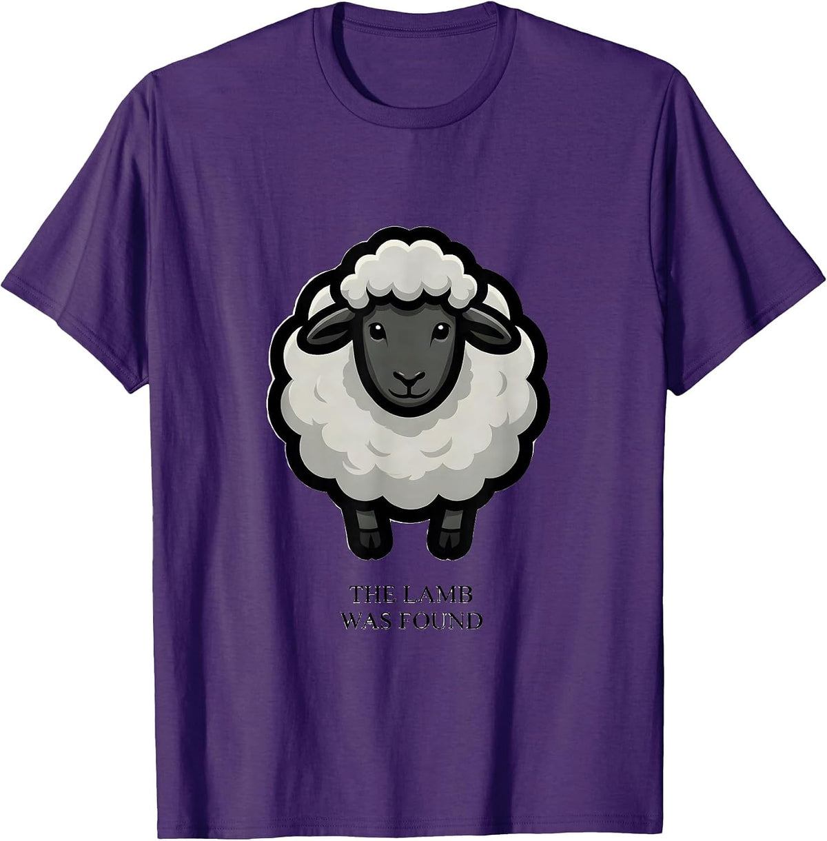 The Lamb Was Found Cartoon Christian Faith Sheep Psalm 23 T-Shirt - Purple