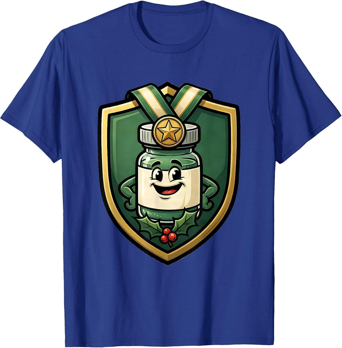 Pharmacy Squad Christmas Badge Cartoon Tech Humor T-Shirt - Royal Blue