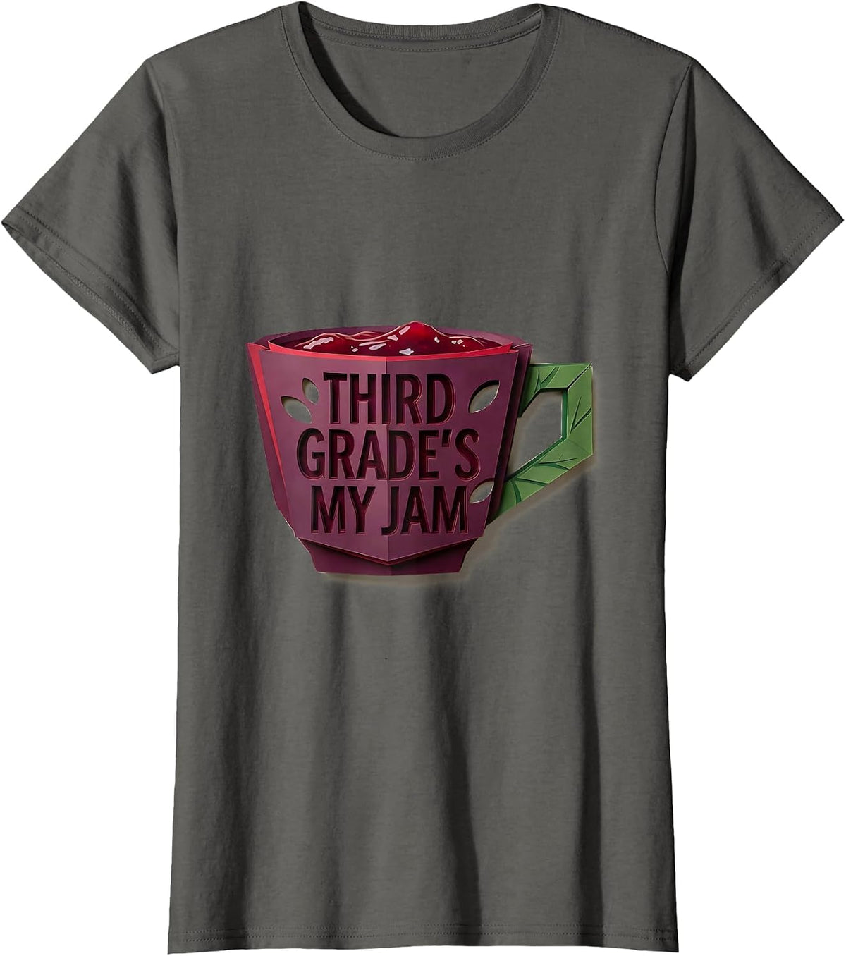 Women's Third Grade's My Jam Paper Cutout Back To School Teacher T-Shirt - Asphalt Grey