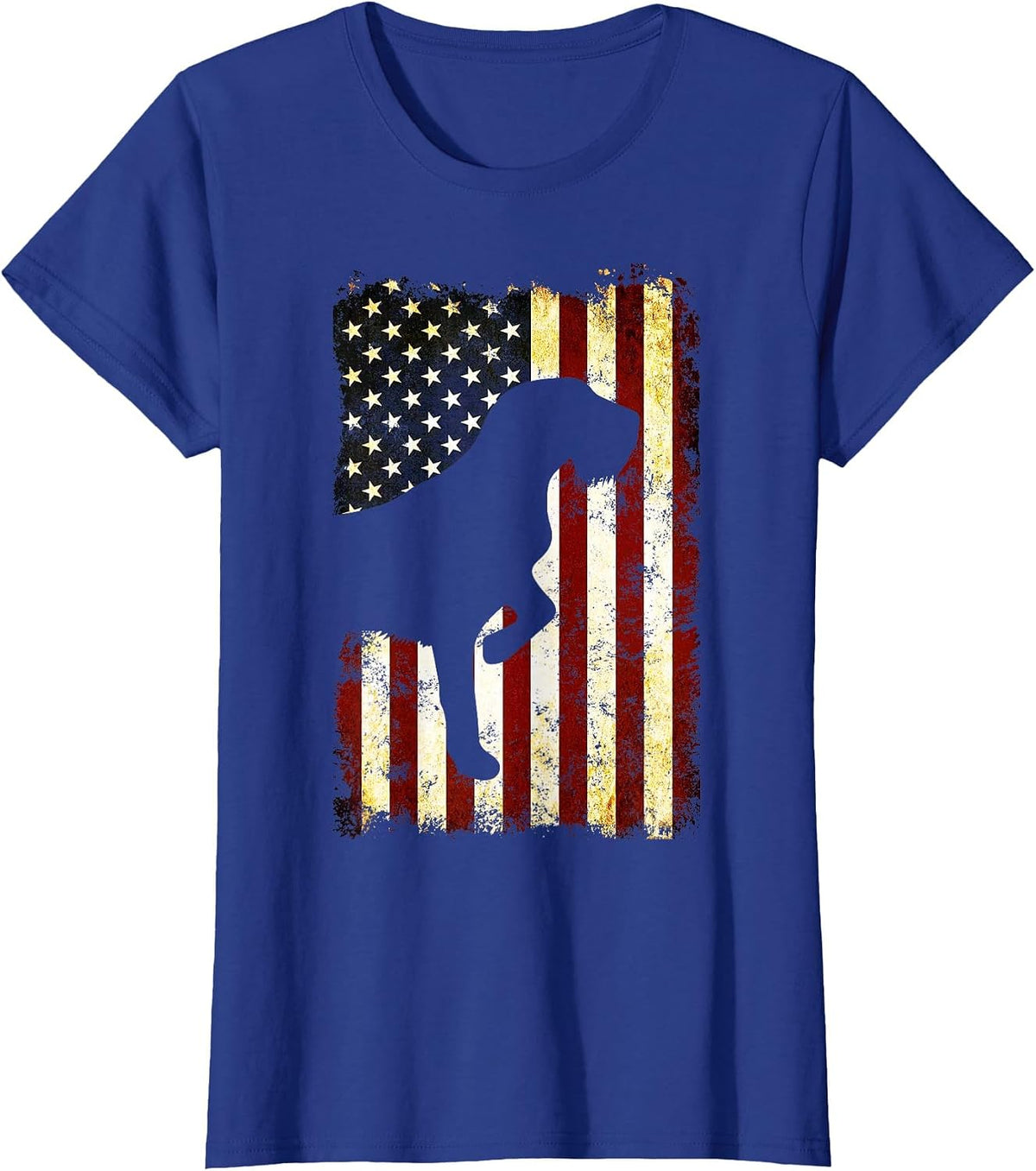 Wirehaired Pointing Griffon Silhouette American Flag T-Shirt - Royal Blue