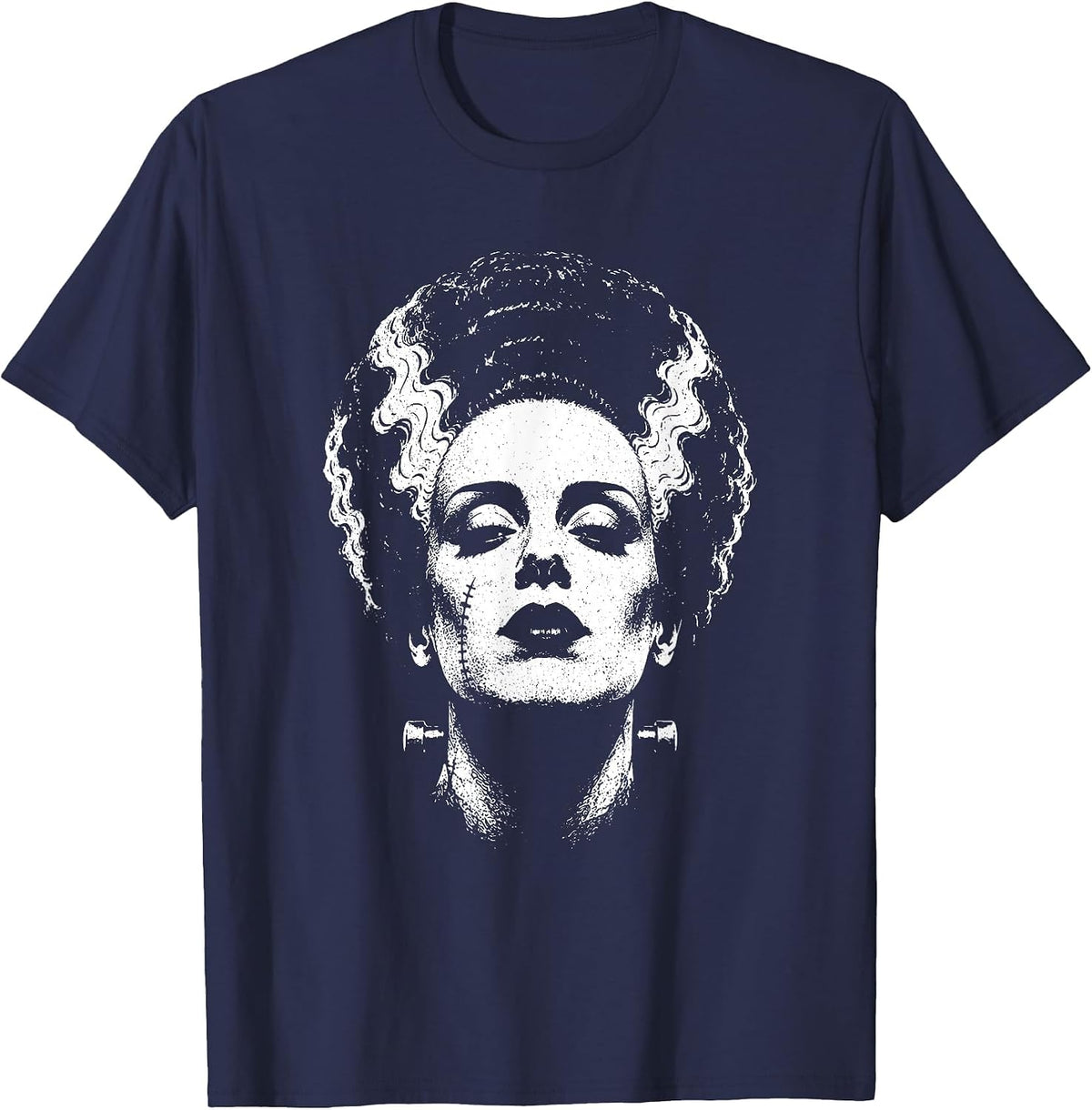 Frankenstein Monster and Bride Halloween Matching Couple T-Shirt - Navy Blue