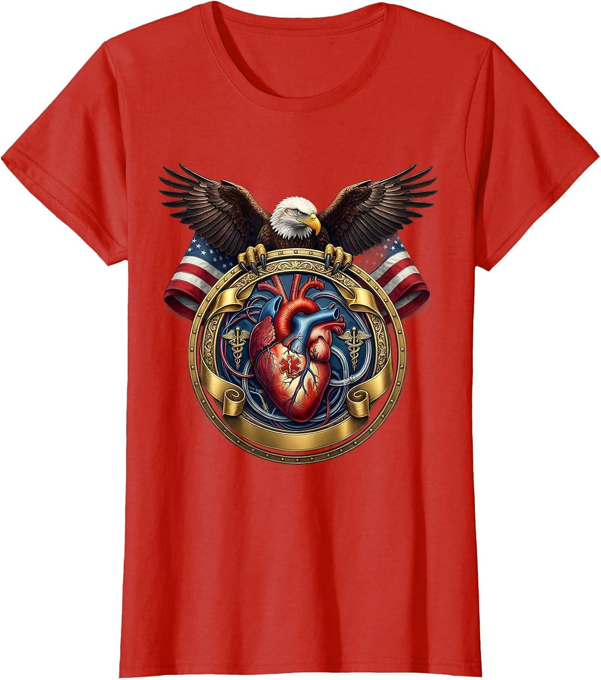 Anatomical Heart IV Tubing Emergency Department T-Shirt - Red
