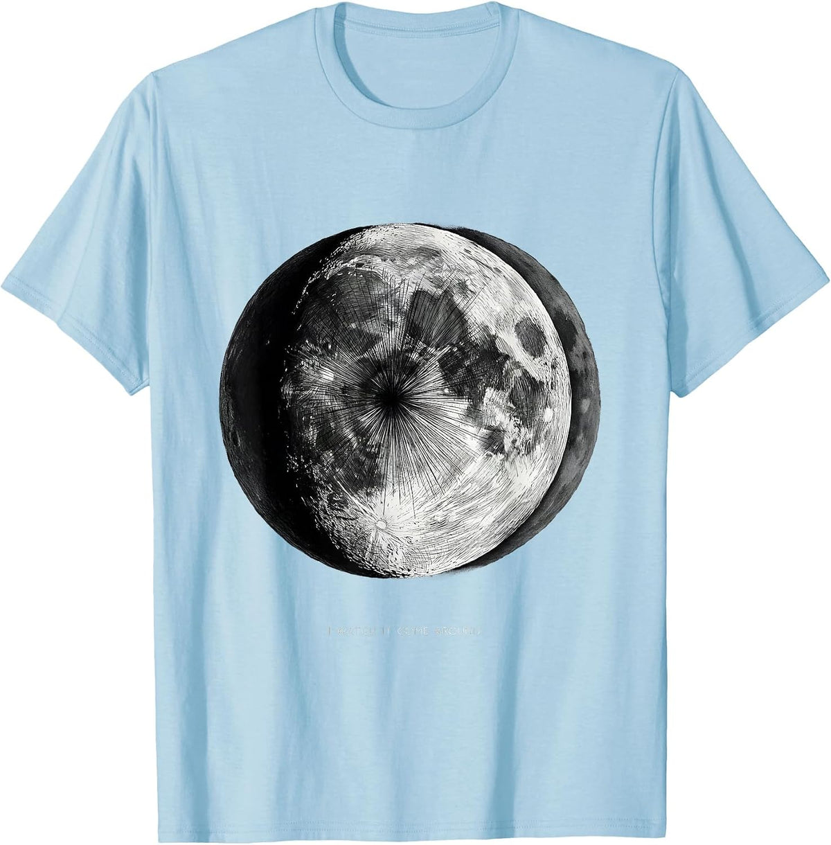 Men's I Watch It Come Around Monochrome Lunar Cycle Astronomy T-Shirt - Baby Blue
