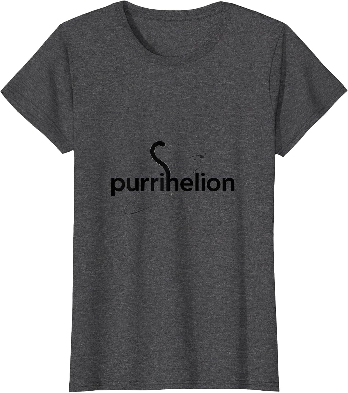 Women's Purrihelion Minimalist Cat Math Science Pun Funny Cat Lover T-Shirt - Dark Heather Grey