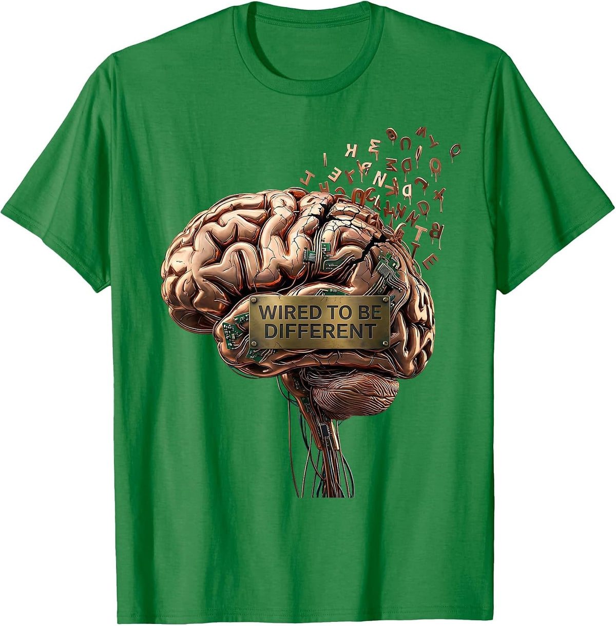 Men's Wired to Be Different Dyslexia Awareness Design T-Shirt - Kelly Green