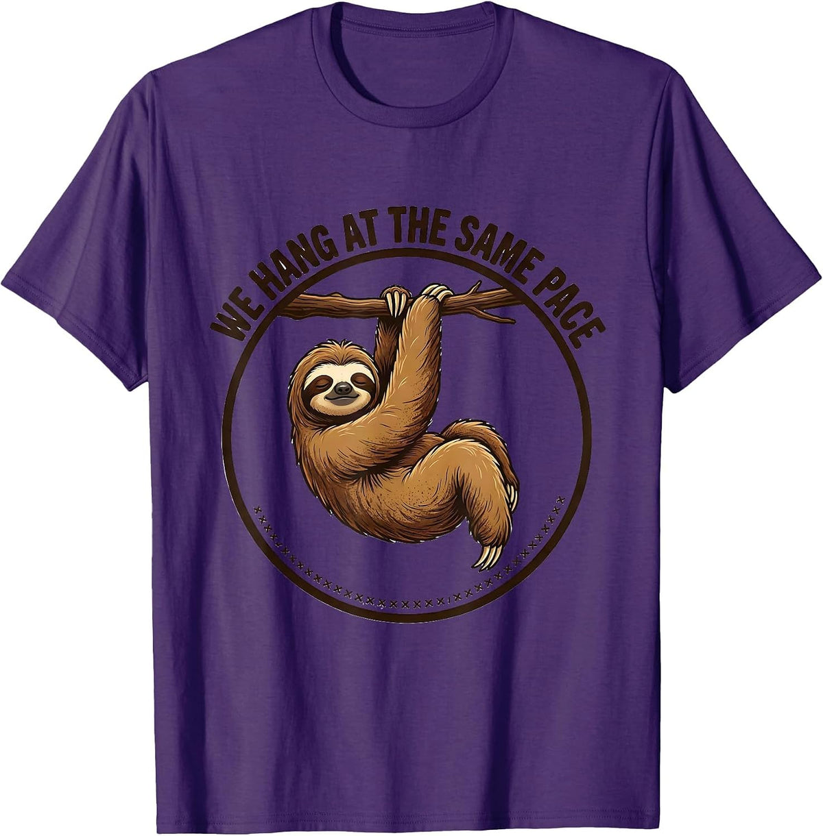 Men's We Hang At The Same Pace Funny Sloth Animal Lover Humor T-Shirt - Purple