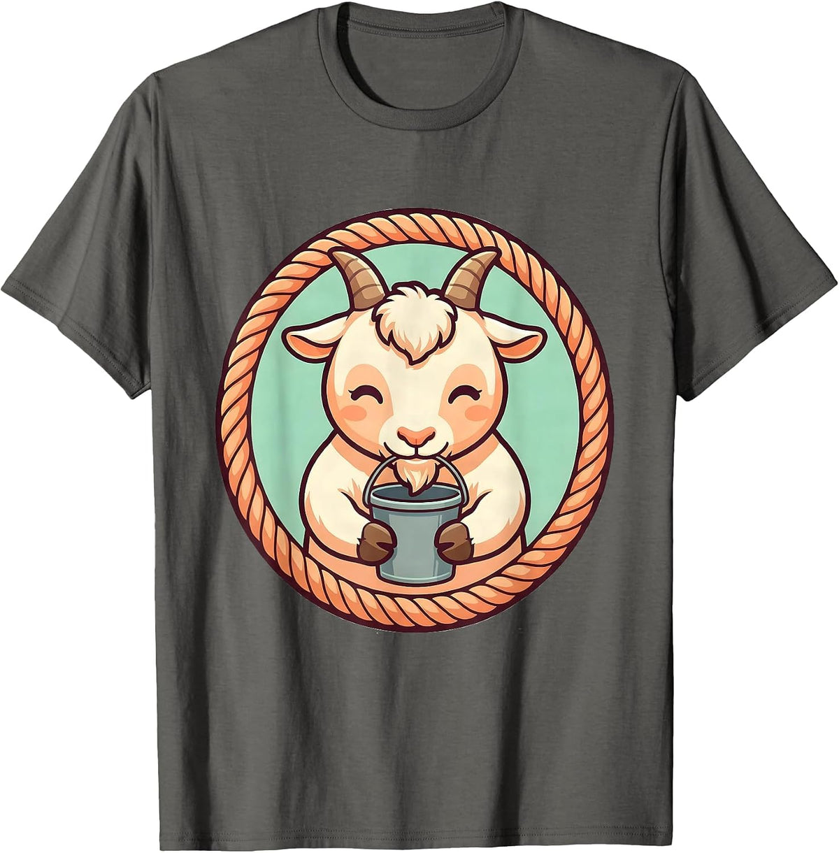 Men's Cute Kawaii Goat Toddler Farm Animal Playtime Gift T-Shirt - Asphalt Grey