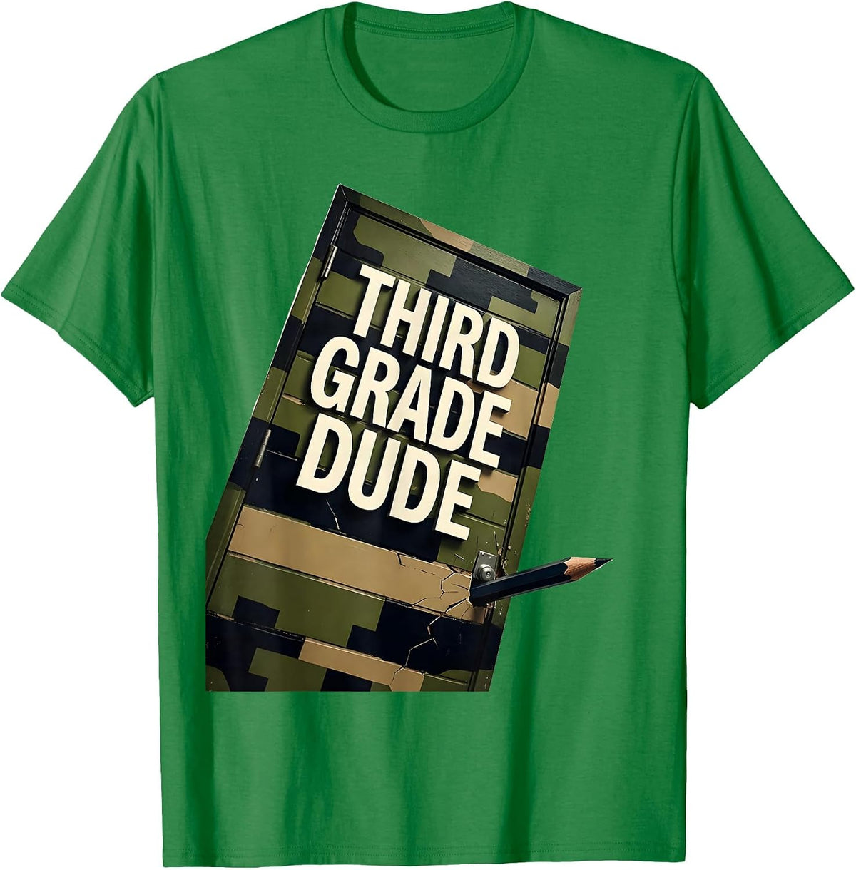 Men's Third Grade Dude Camo Back To School Boys Teacher T-Shirt - Kelly Green