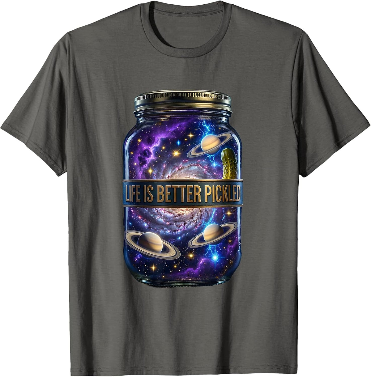 Men's Life Is Better Pickled Funny Pickle Design T-Shirt - Asphalt Grey