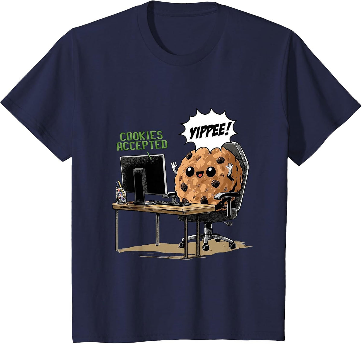 Cookies Accepted Nerd Shirt Funny Computer Internet Coder T-Shirt, Youth, Navy Blue, 3T - As Pictured
