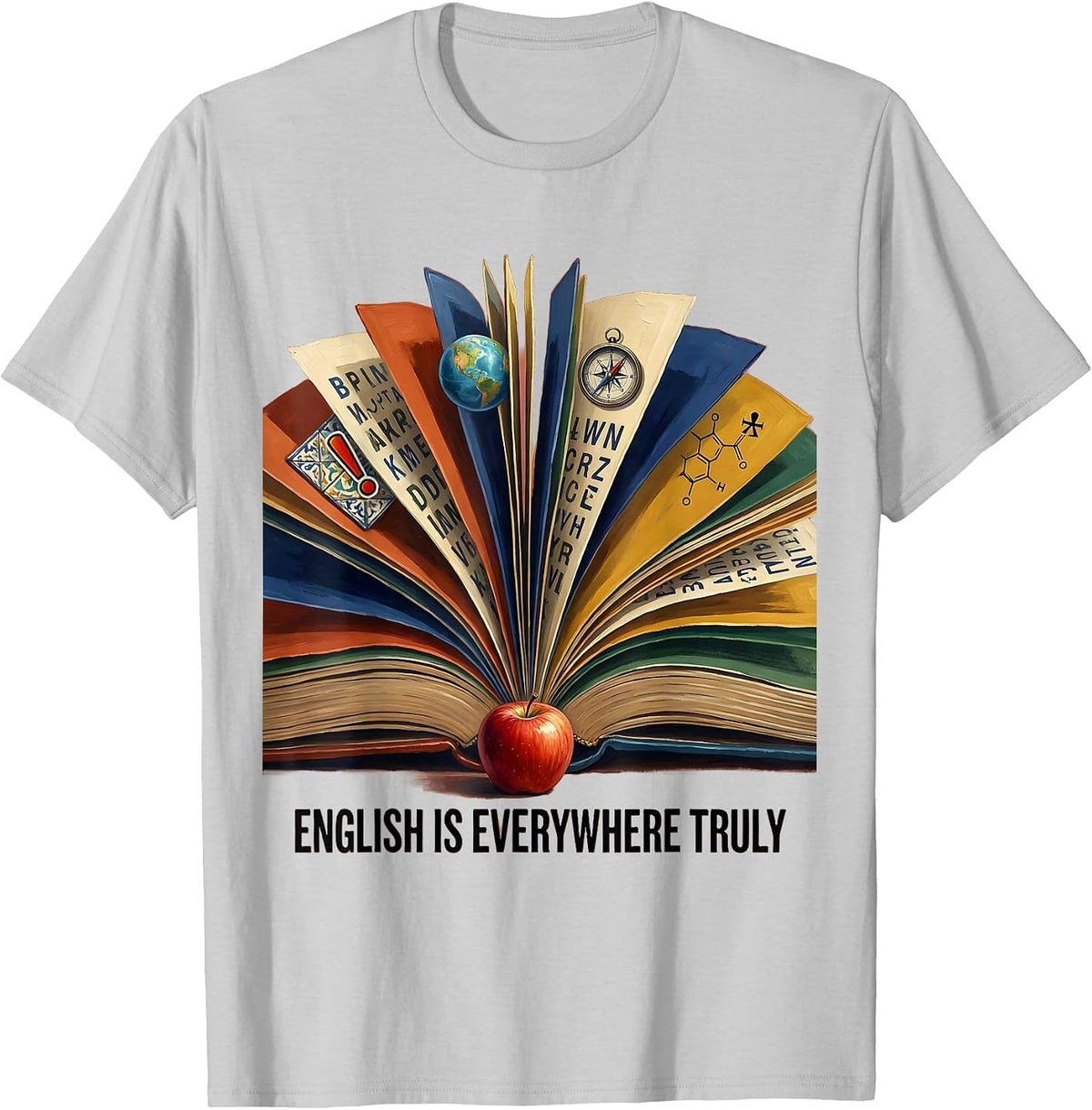 Men's English Is Everywhere Truly Teacher Design T-Shirt - Silver Grey