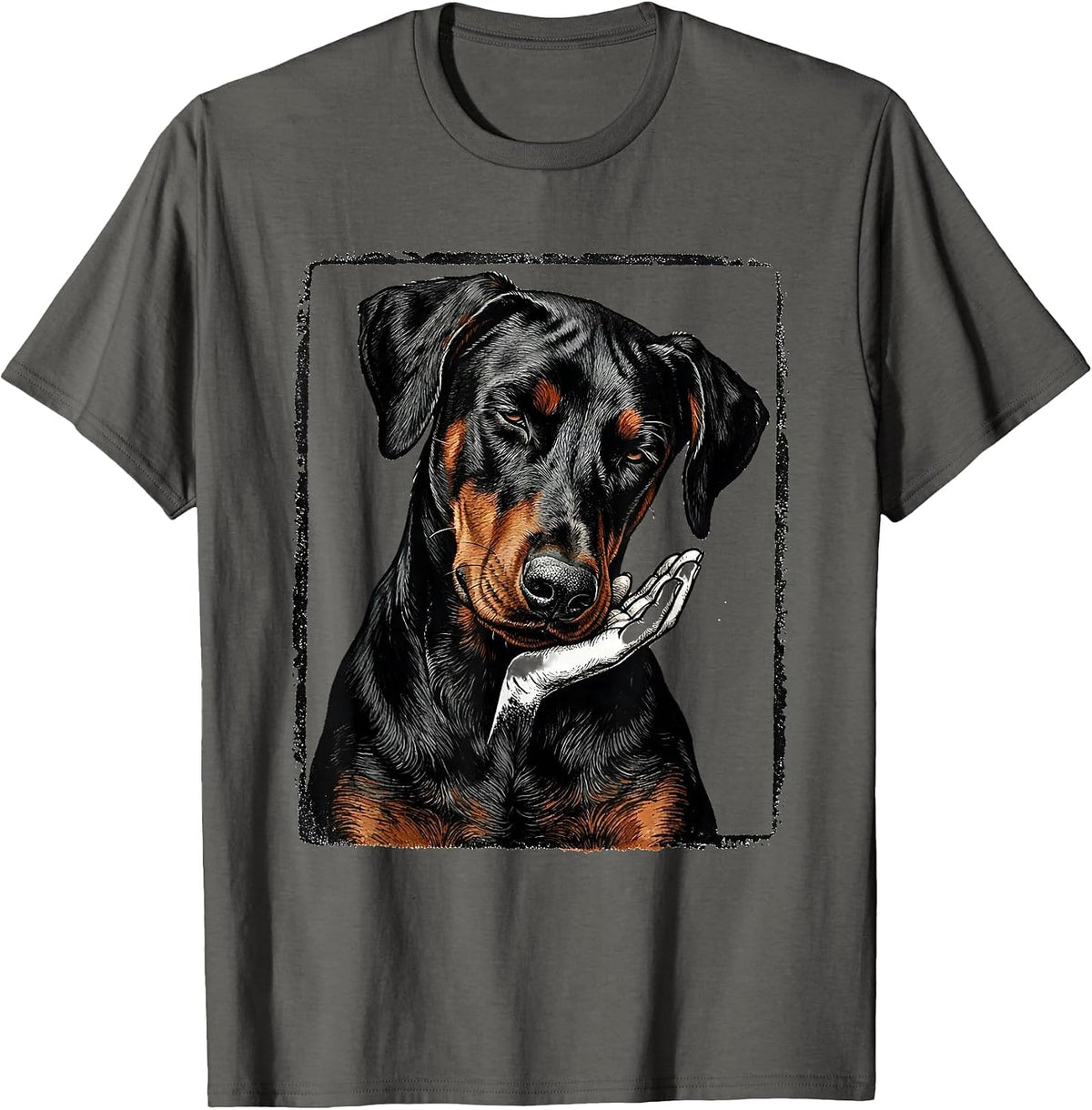 Doberman Stamp Dobie Owner Pride Casual T-Shirt - Asphalt Grey