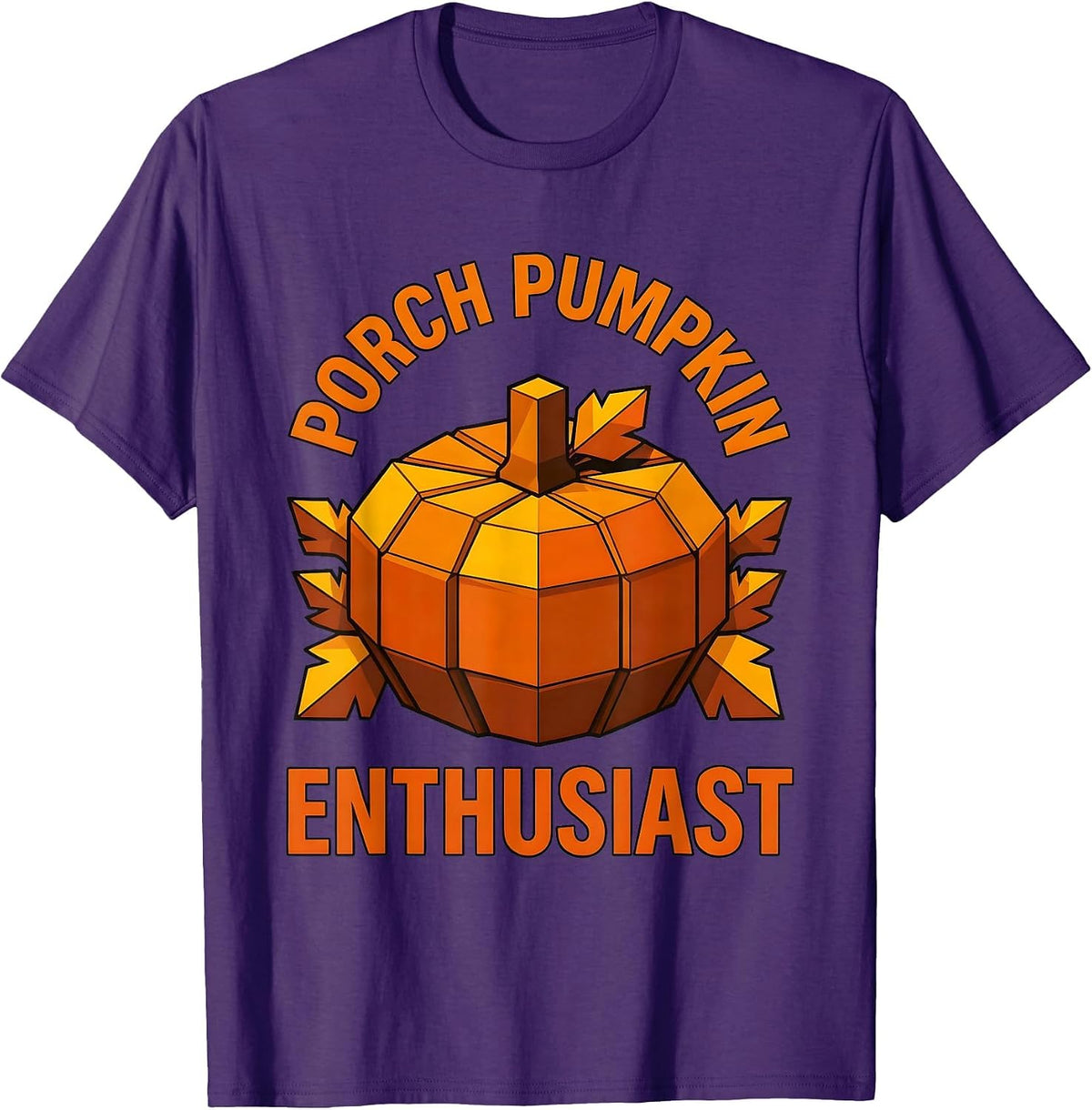 Porch Pumpkin Enthusiast Fall Season Design T-Shirt - Purple