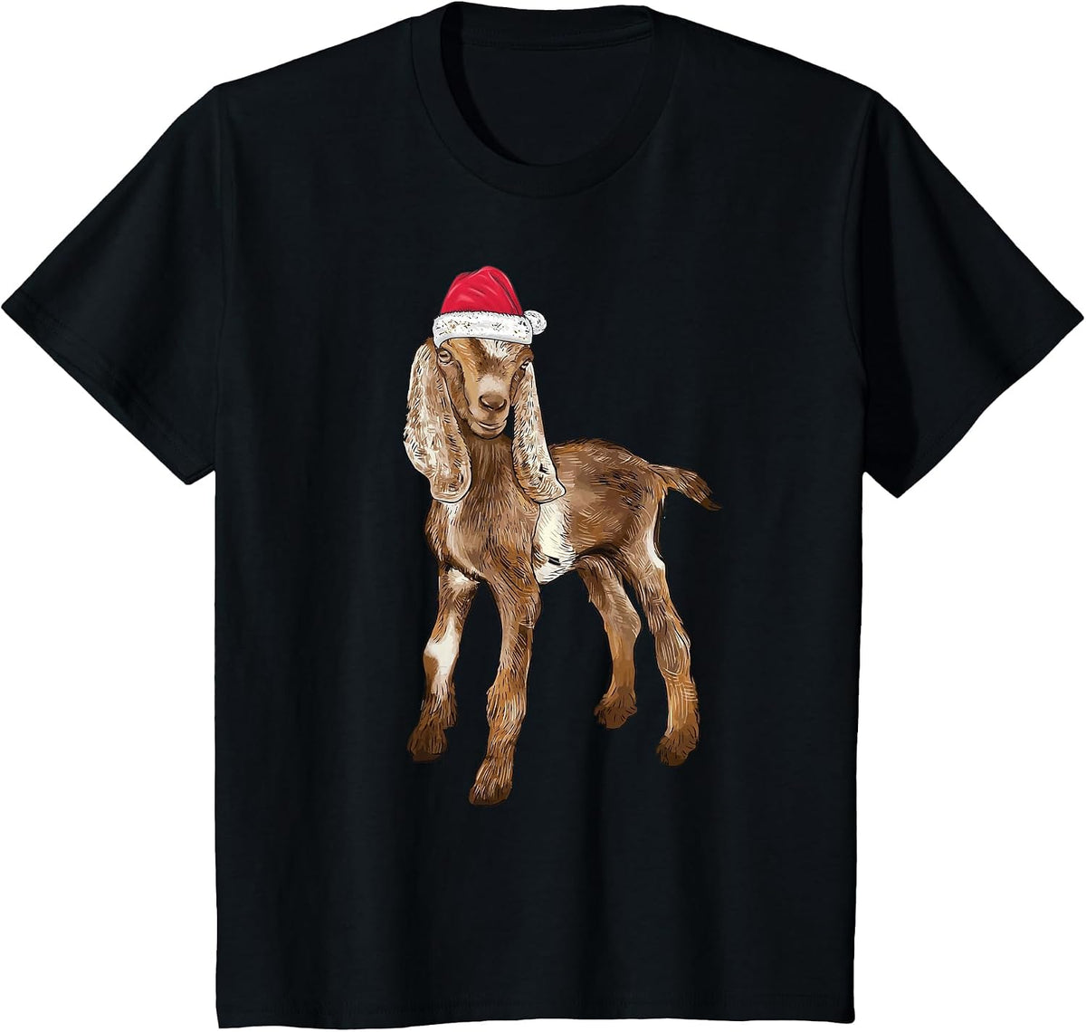 Nubian Goat Christmas Merry Goatmas T-Shirt - Black