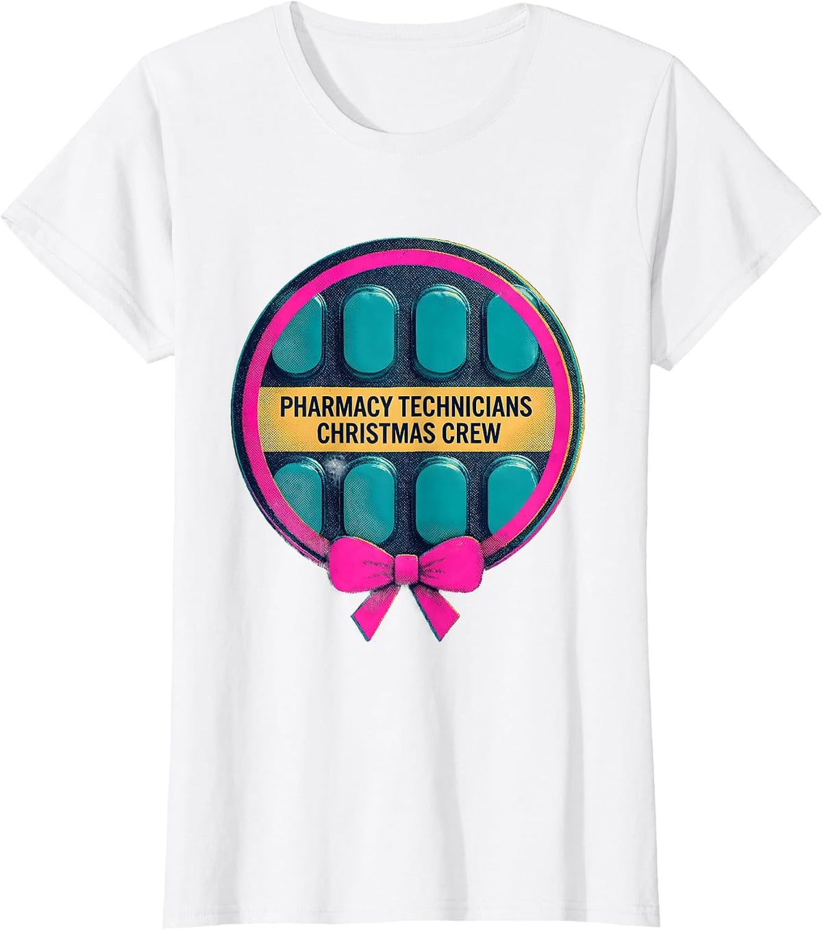 Pharmacy Technicians Christmas Crew Funny Pharmacy Tech T-Shirt - White