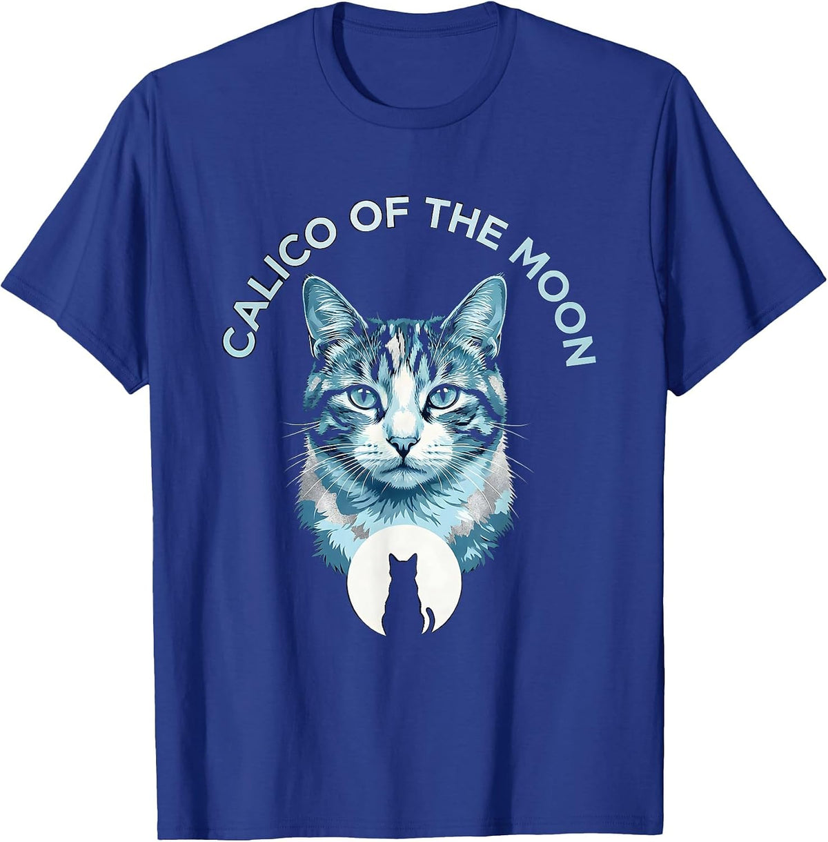 Calico Of The Moon Funny Cat Art Retro 90s Nostalgia T-Shirt - Royal Blue