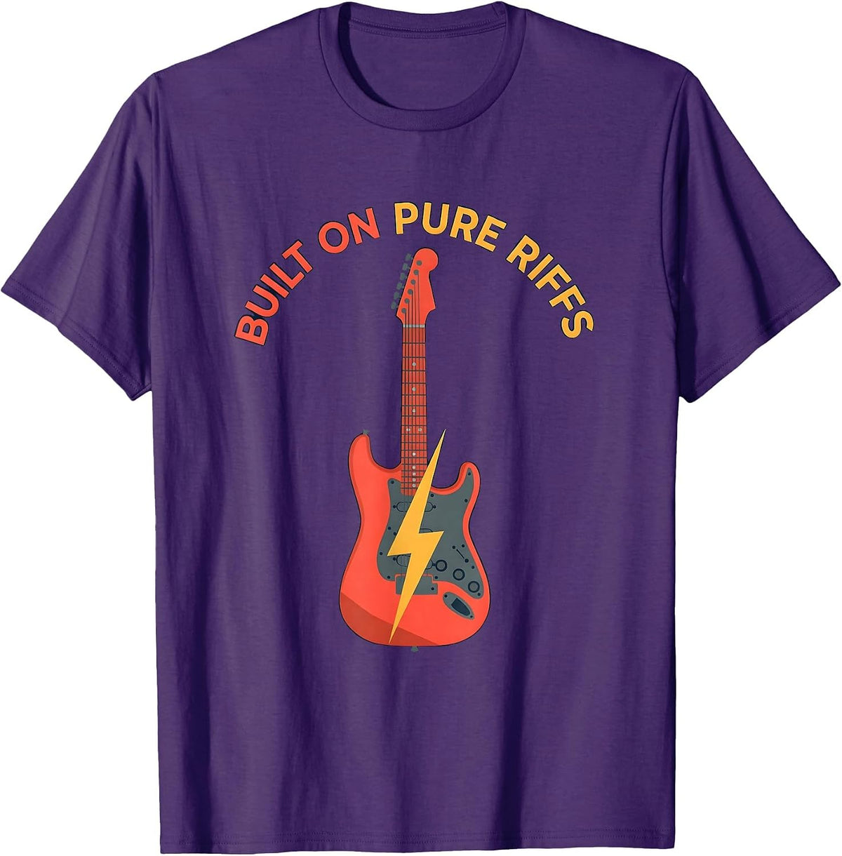 Built on Pure Riffs Metal Band Graphic Design T-Shirt - Purple